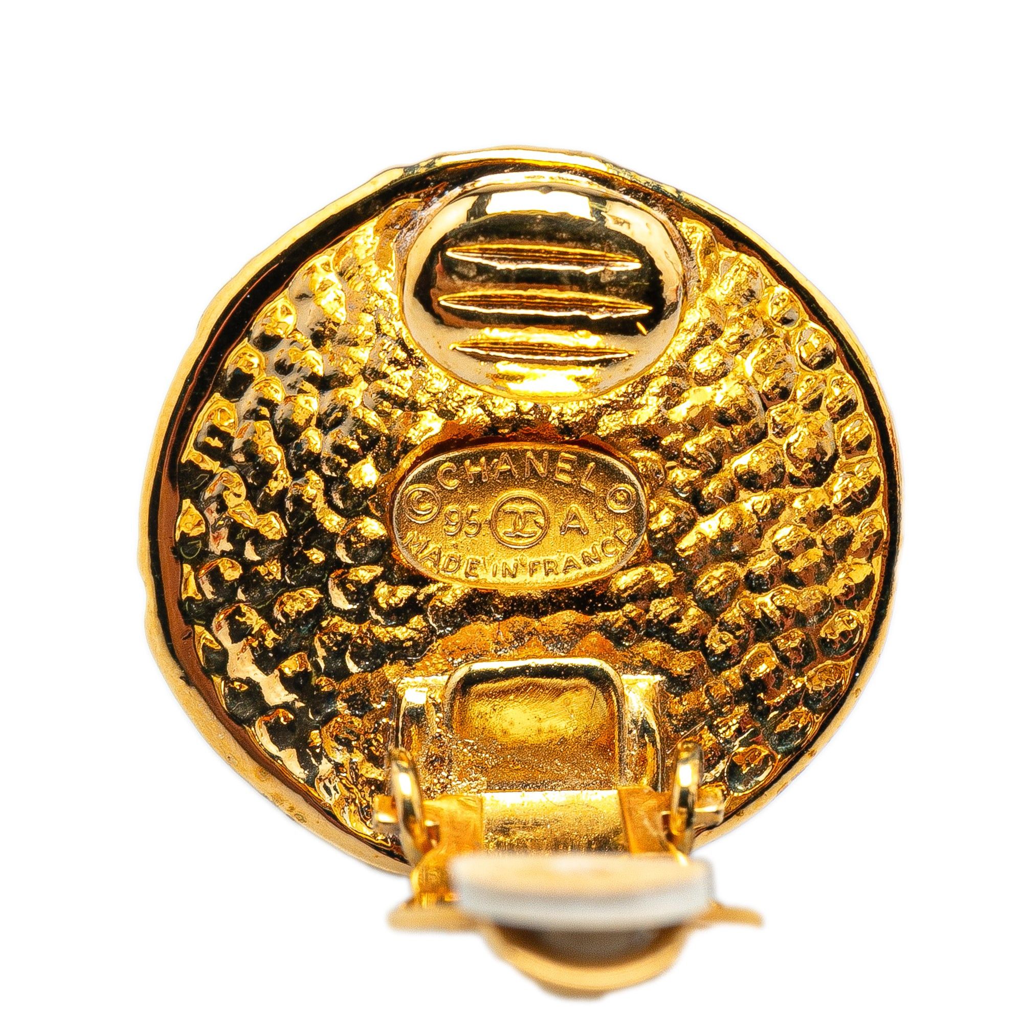 Chanel Chanel Gold Plated CC Round Clip on Earrings Gold Size ONE SIZE - 3 Thumbnail