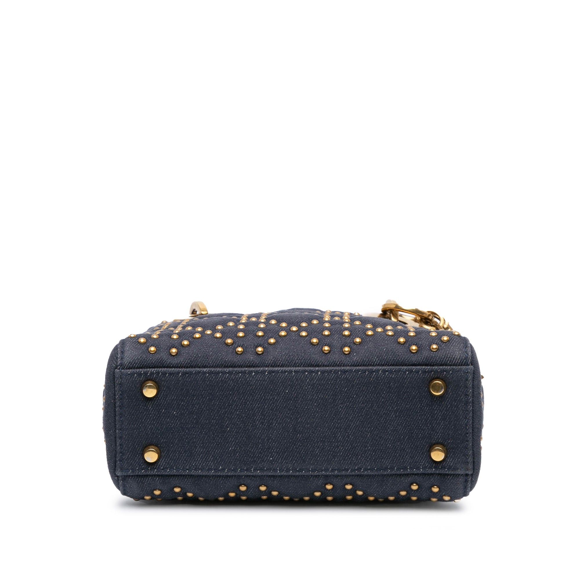 Dior Dior Mini Denim Cannage Studded Supple Lady Dior Blue Size ONE SIZE - 3 Thumbnail
