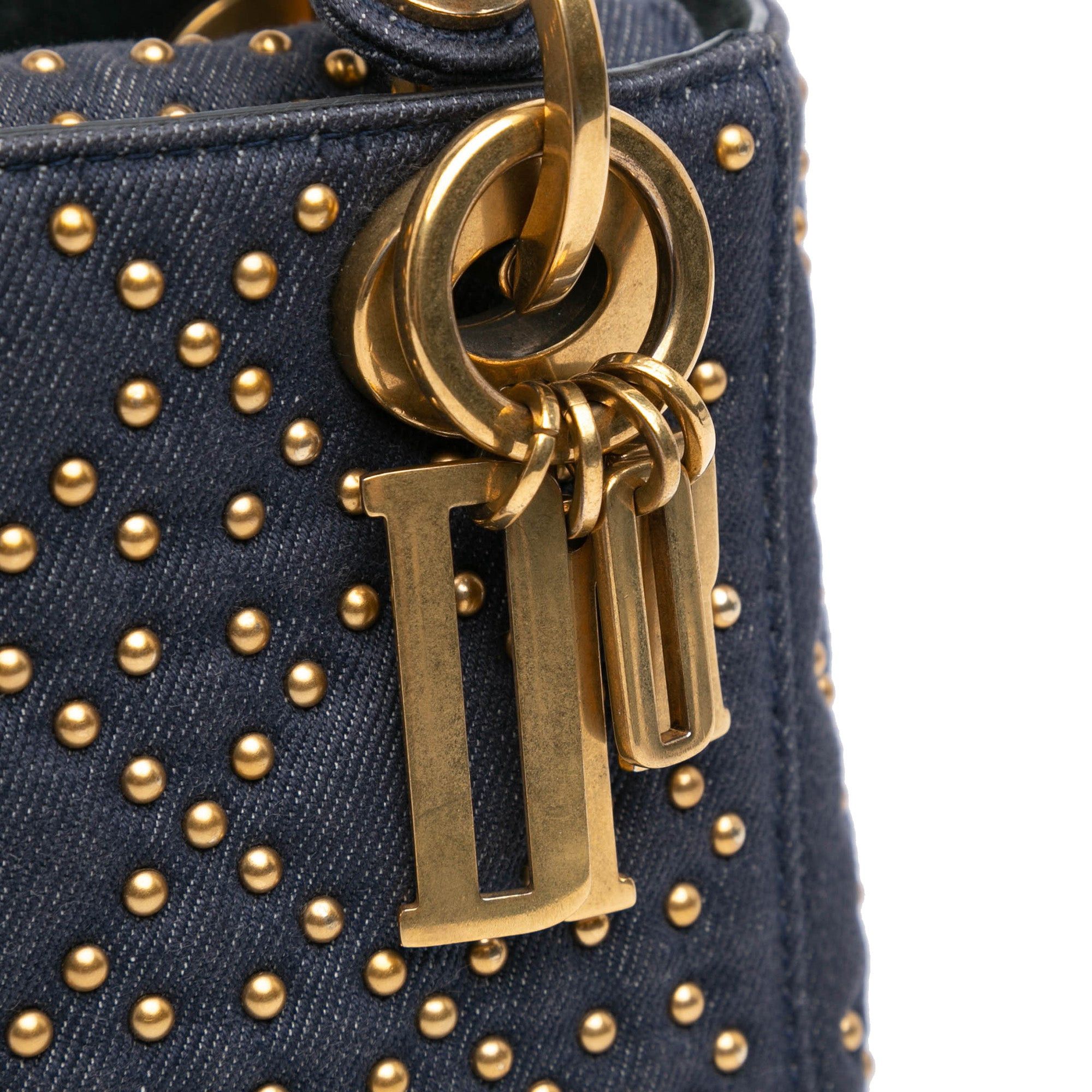 Dior Dior Mini Denim Cannage Studded Supple Lady Dior Blue Size ONE SIZE - 8 Thumbnail
