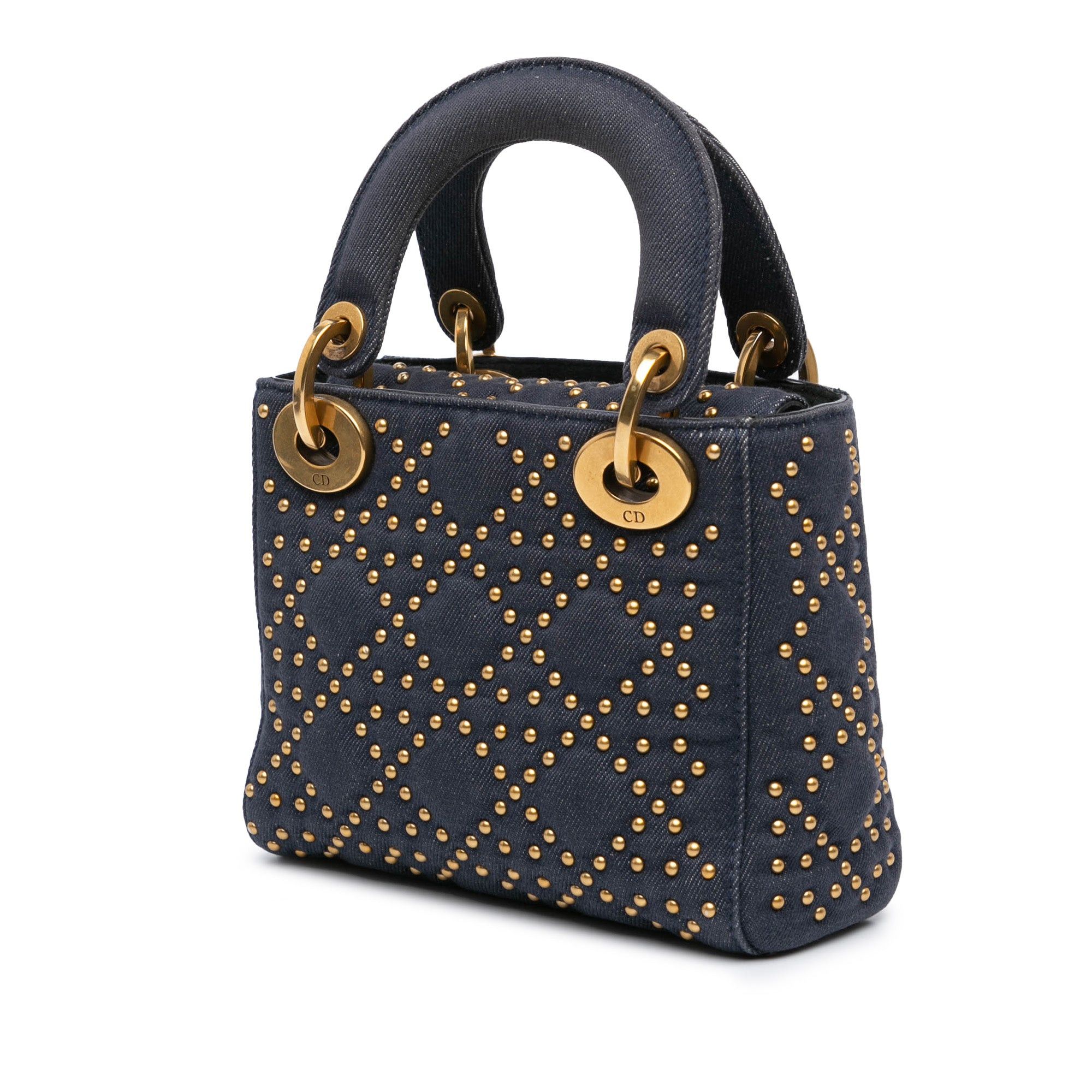 Dior Dior Mini Denim Cannage Studded Supple Lady Dior Blue Size ONE SIZE - 2 Thumbnail