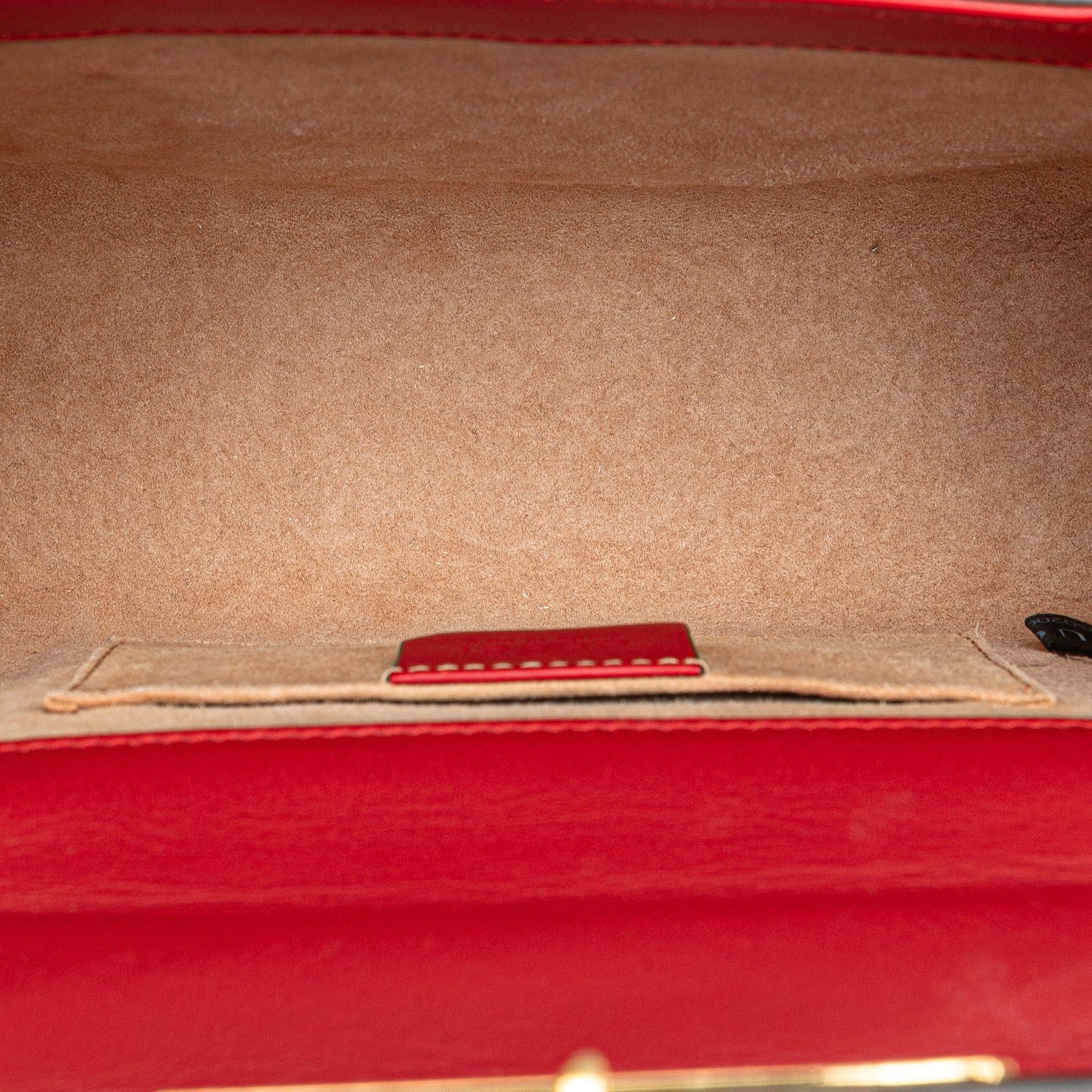 Gucci Gucci Small Pearl Studded Leather Padlock Crossbody Red Size ONE SIZE - 4 Thumbnail