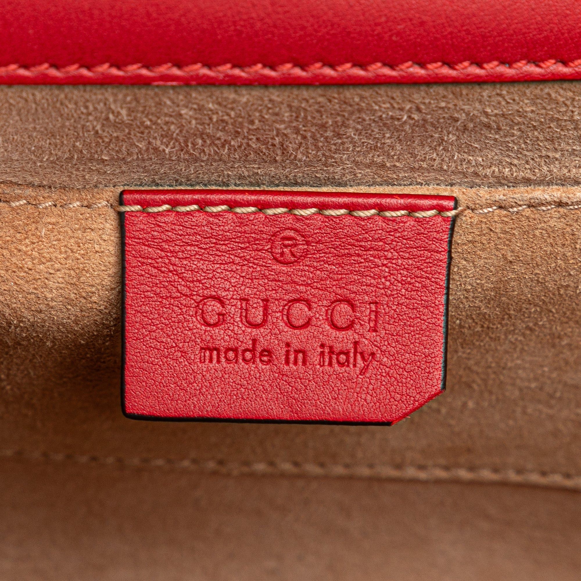 Gucci Gucci Small Pearl Studded Leather Padlock Crossbody Red Size ONE SIZE - 5 Thumbnail