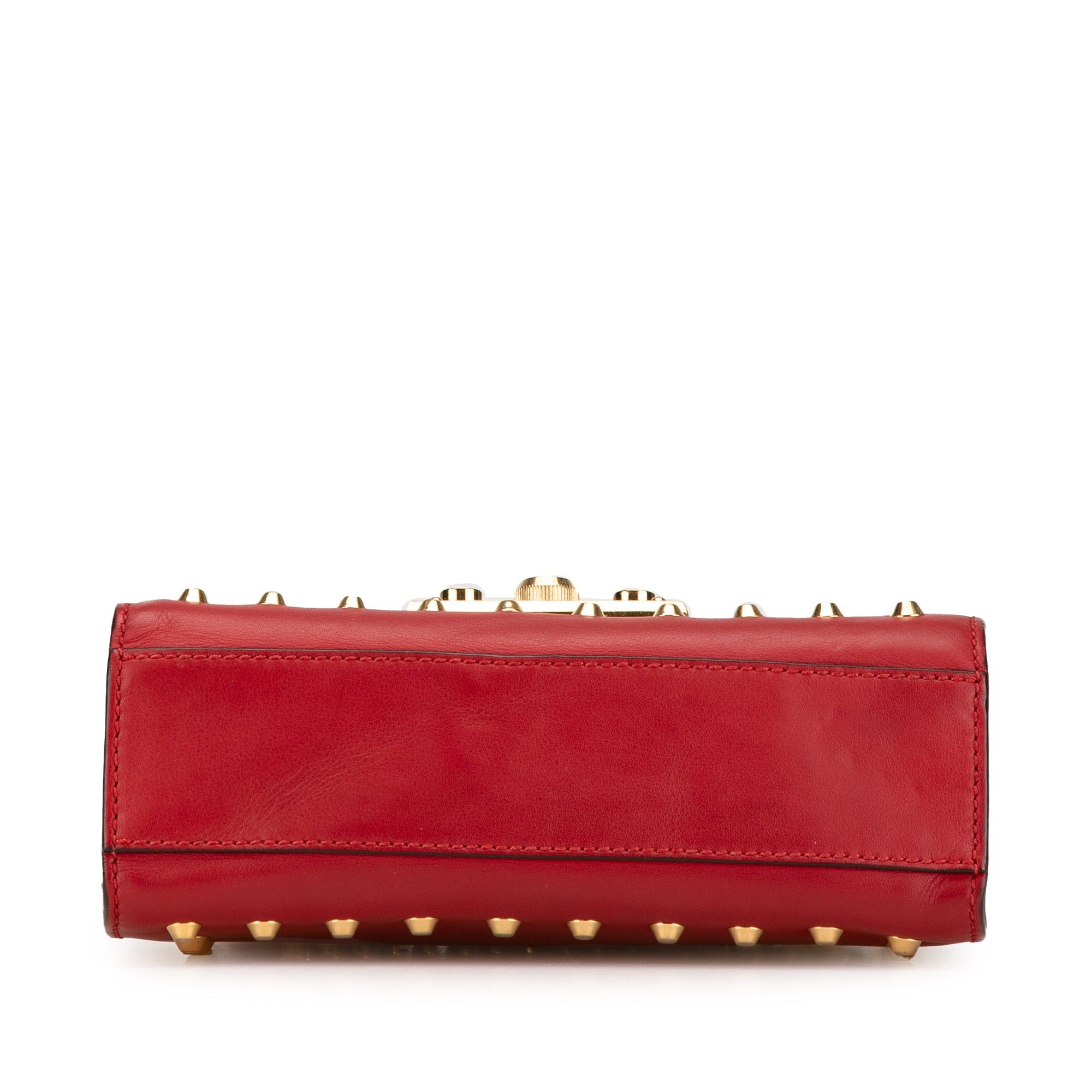 Gucci Gucci Small Pearl Studded Leather Padlock Crossbody Red Size ONE SIZE - 3 Thumbnail