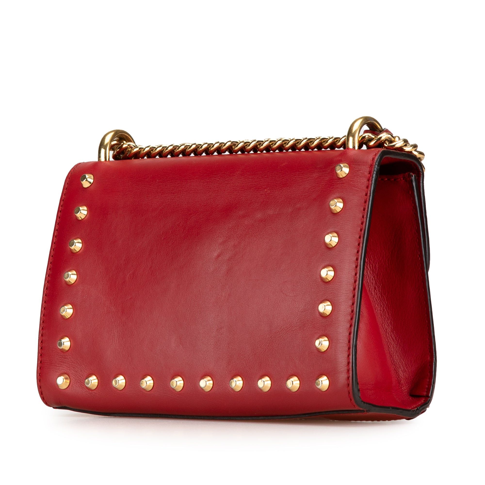 Gucci Gucci Small Pearl Studded Leather Padlock Crossbody Red Size ONE SIZE - 2 Thumbnail
