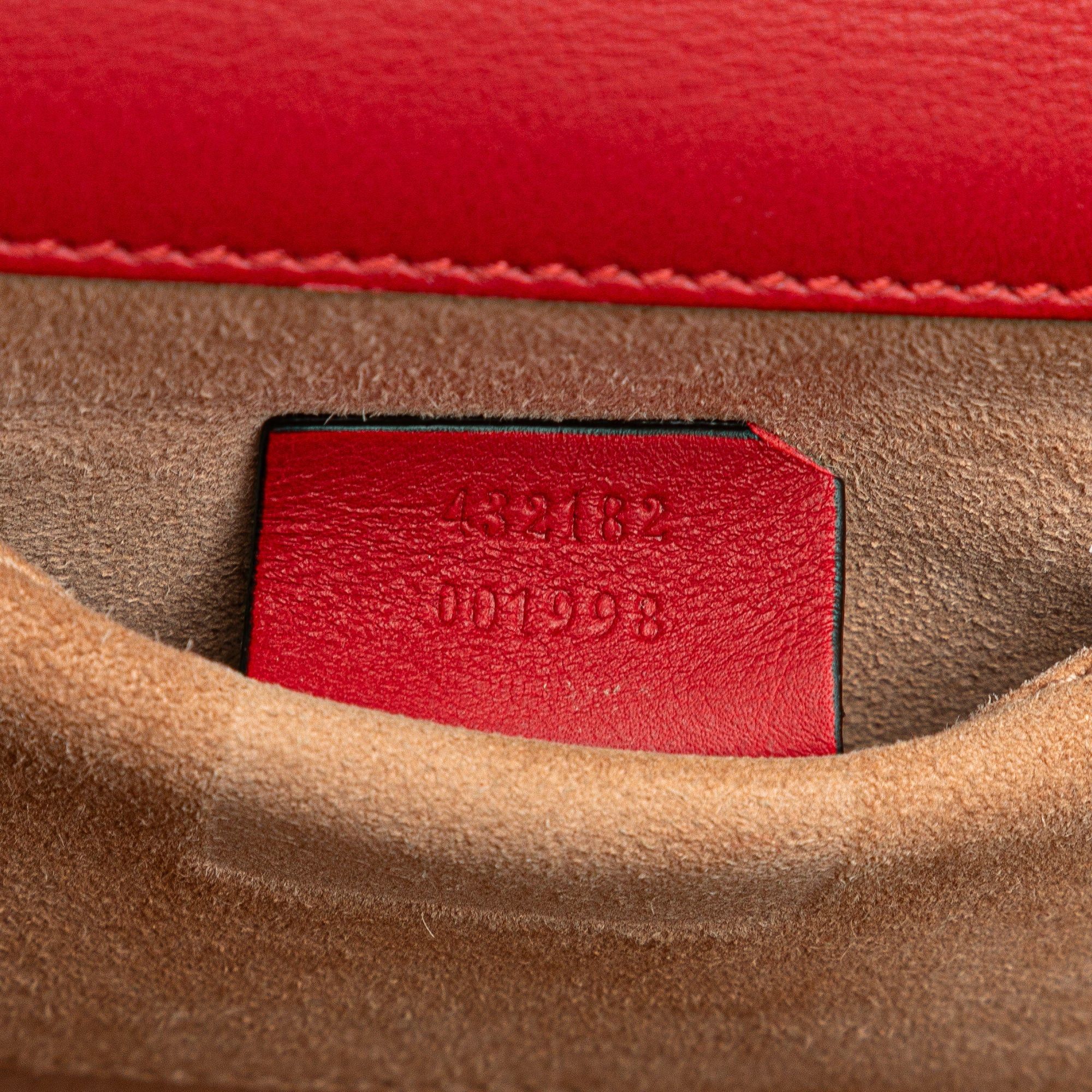 Gucci Gucci Small Pearl Studded Leather Padlock Crossbody Red Size ONE SIZE - 6 Thumbnail