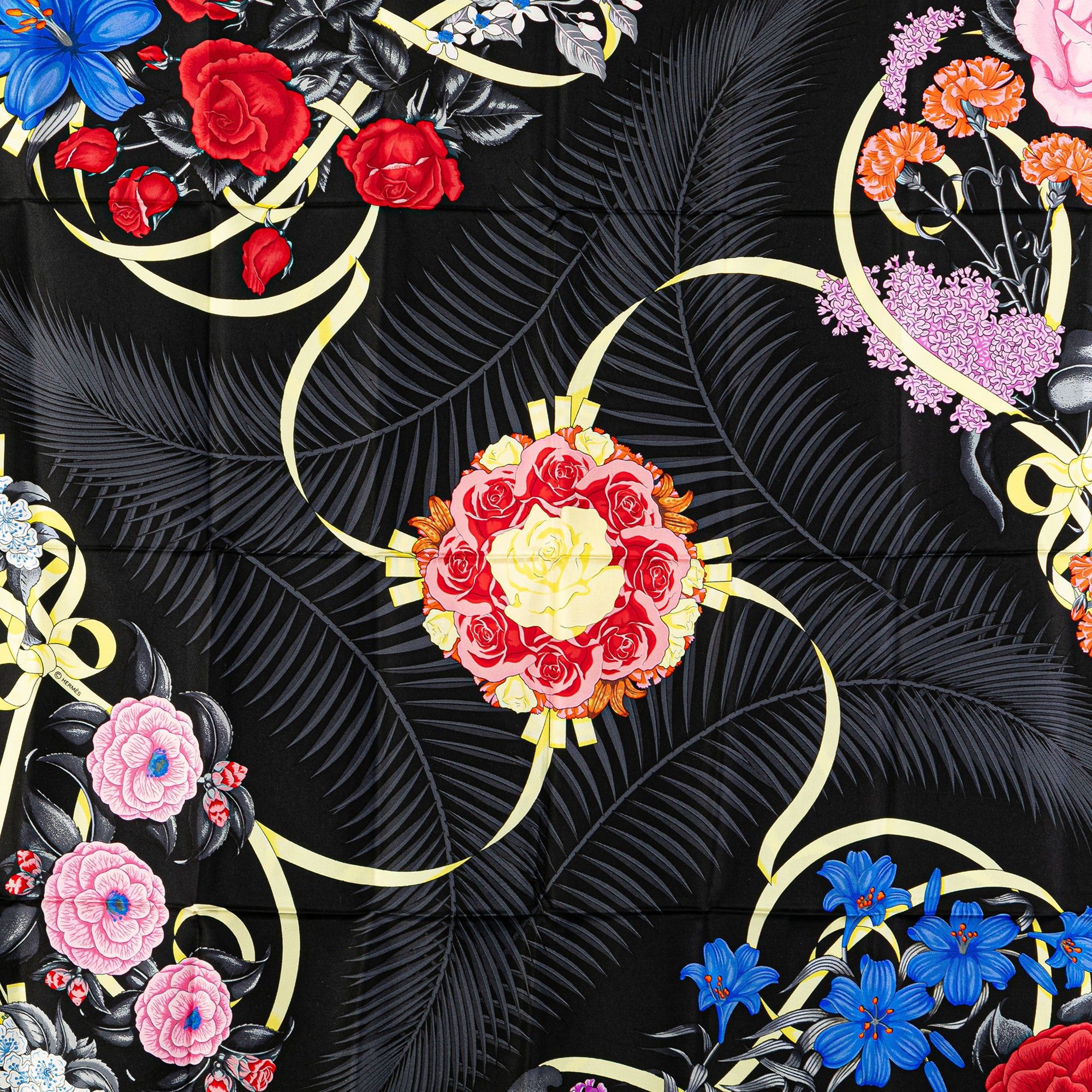 Hermes Hermès Fleurs de L'Opera Silk Scarf Black Size ONE SIZE - 2 Thumbnail