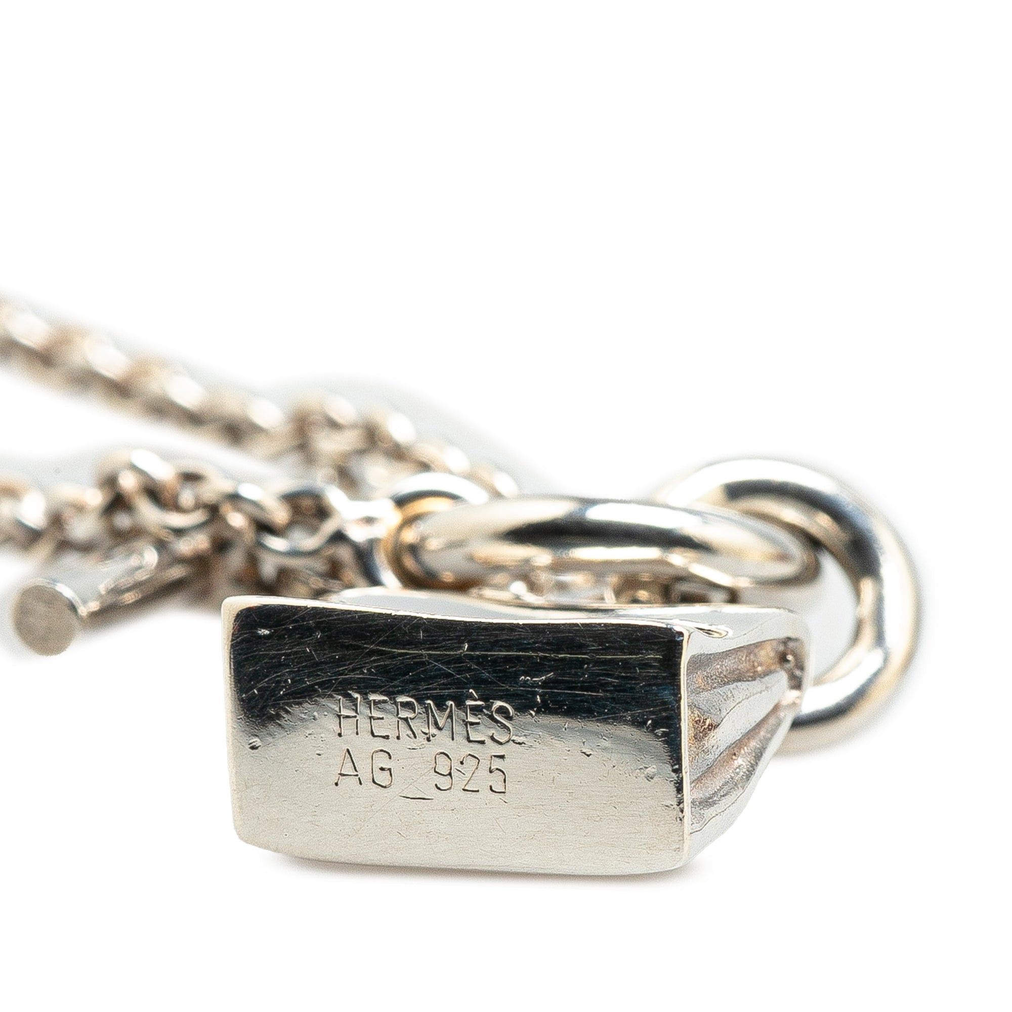 Hermès Sterling Silver Amulets Kelly Pendant Necklace Silver