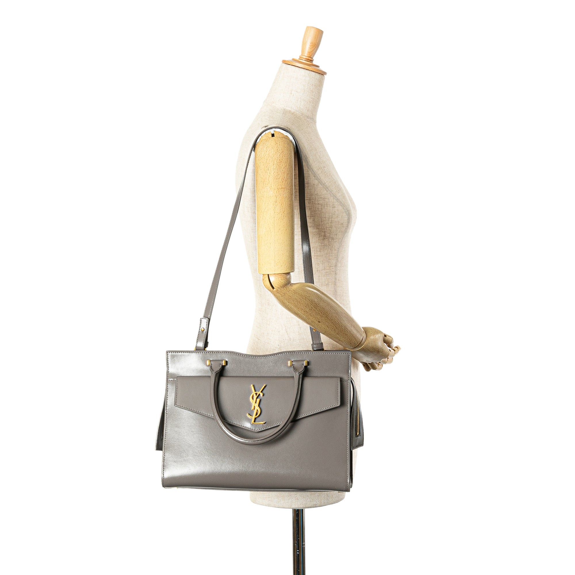 Saint Laurent Paris Saint Laurent Medium Leather Monogram Uptown Satchel Gray Size ONE SIZE - 12 Thumbnail