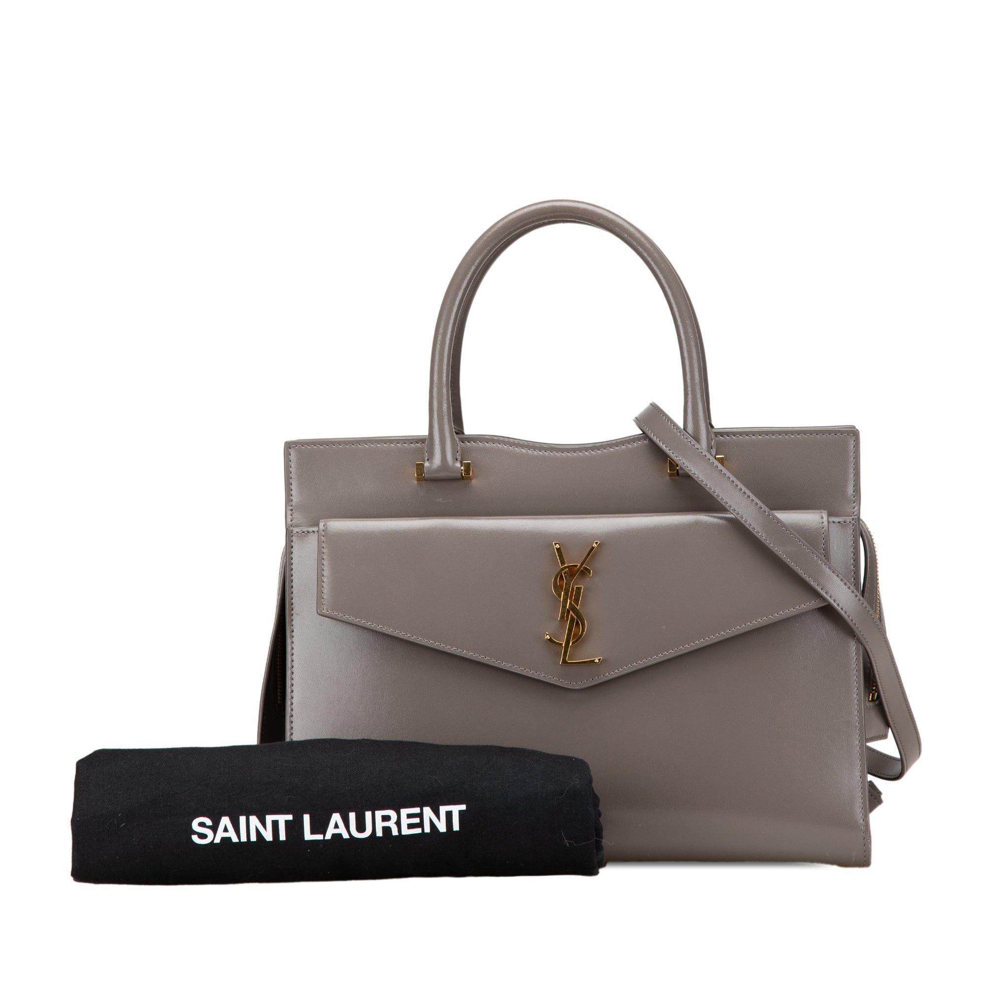 Saint Laurent Paris Saint Laurent Medium Leather Monogram Uptown Satchel Gray Size ONE SIZE - 13 Thumbnail