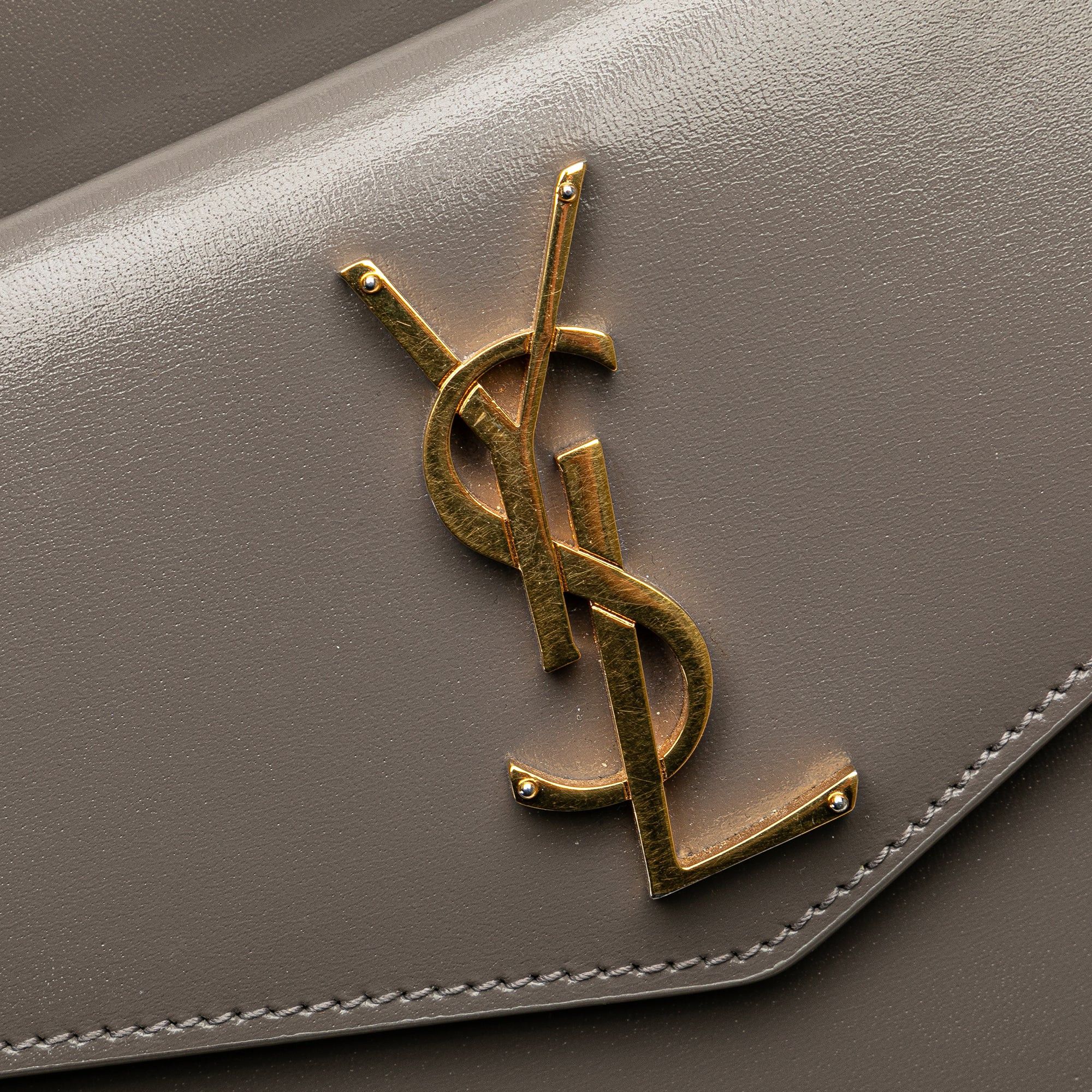 Saint Laurent Paris Saint Laurent Medium Leather Monogram Uptown Satchel Gray Size ONE SIZE - 10 Thumbnail