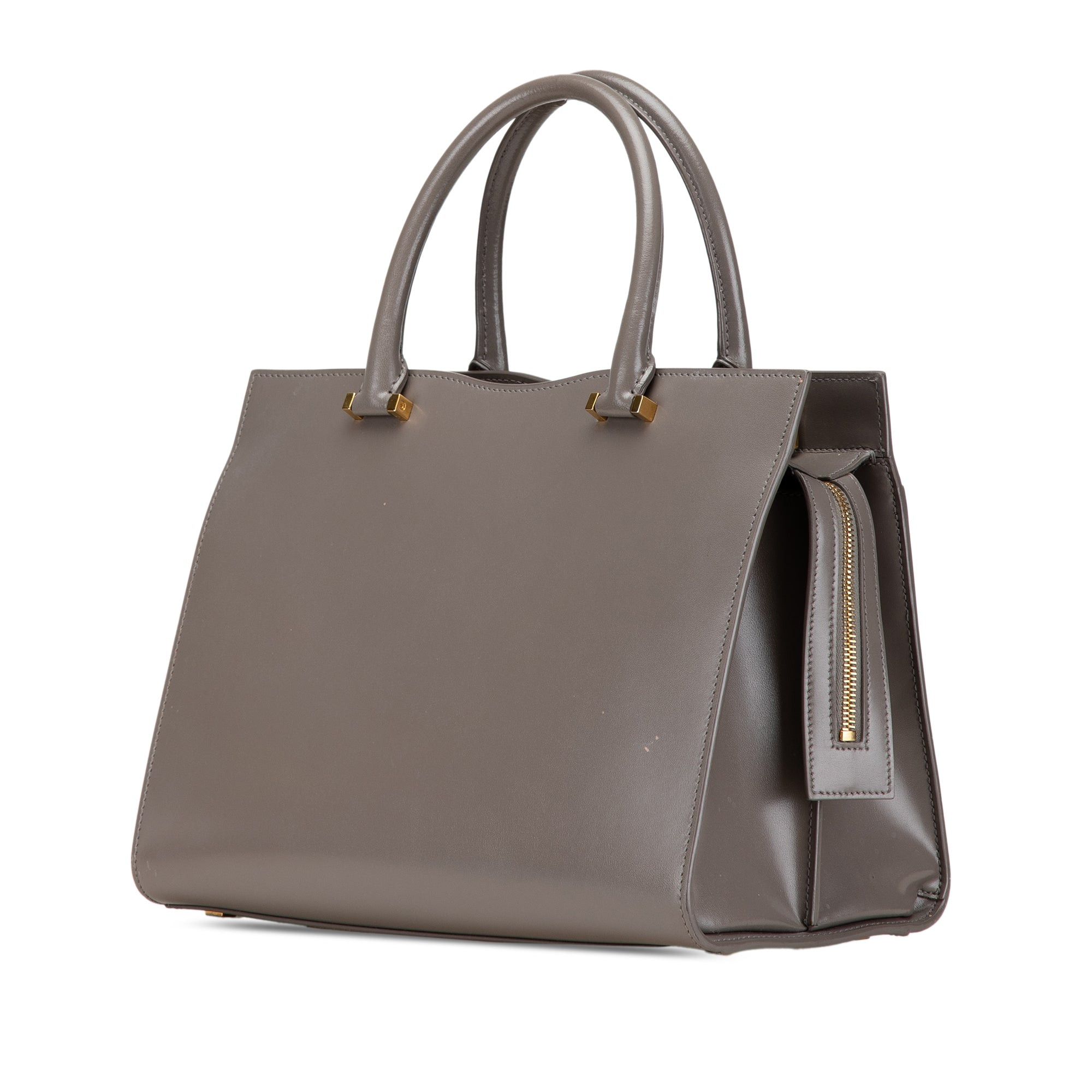 Saint Laurent Paris Saint Laurent Medium Leather Monogram Uptown Satchel Gray Size ONE SIZE - 2 Thumbnail
