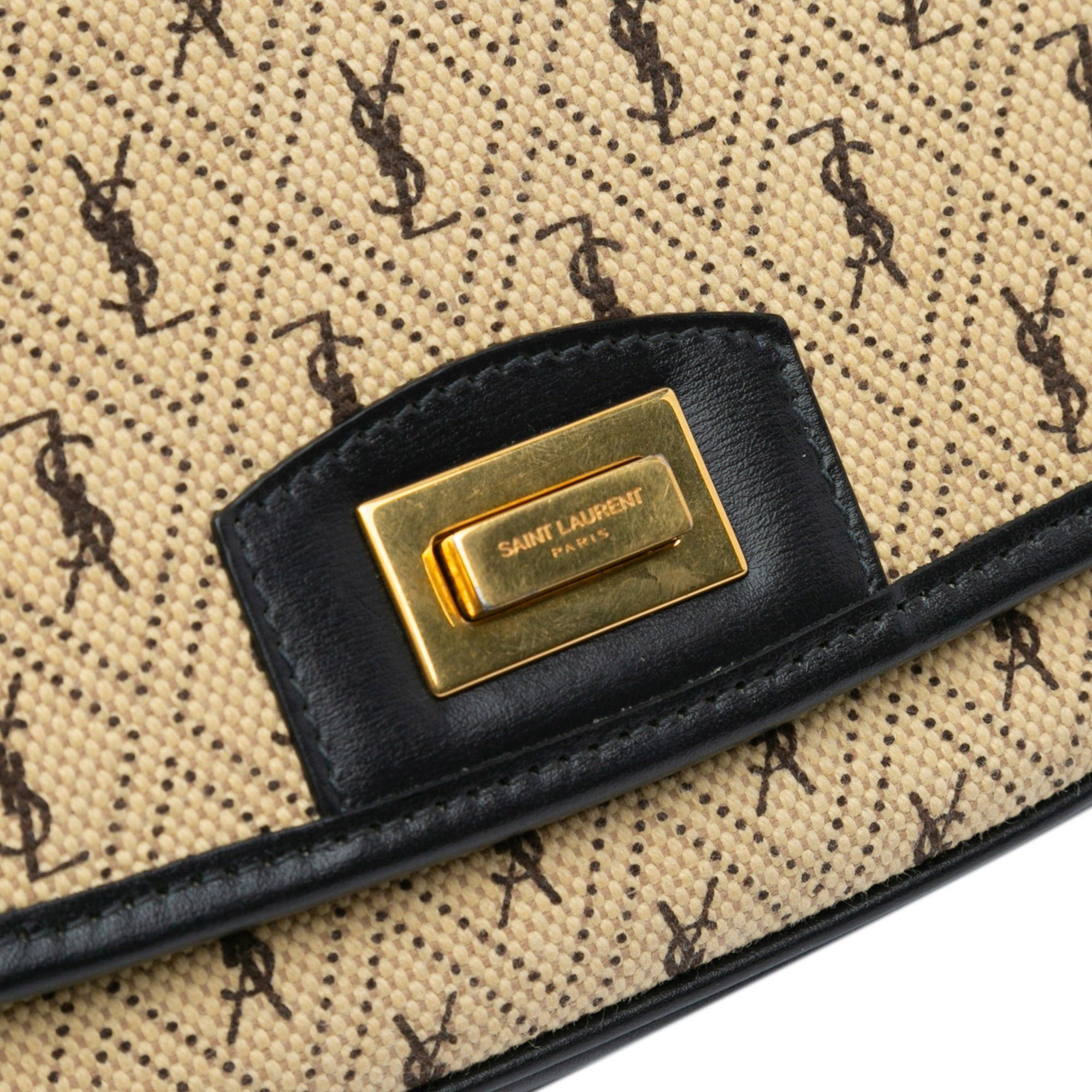 Saint Laurent Paris Saint Laurent Small Canvas Monogram All Over Crossbody Brown Size ONE SIZE - 8 Thumbnail