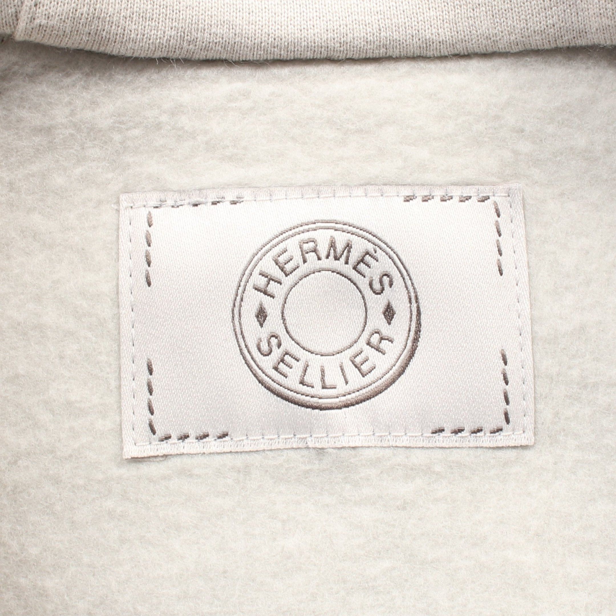 Hermes Hermes Hermes Fit Half Zip Pullover Hoodie Cotton Beige Orange Size ONE SIZE - 3 Thumbnail