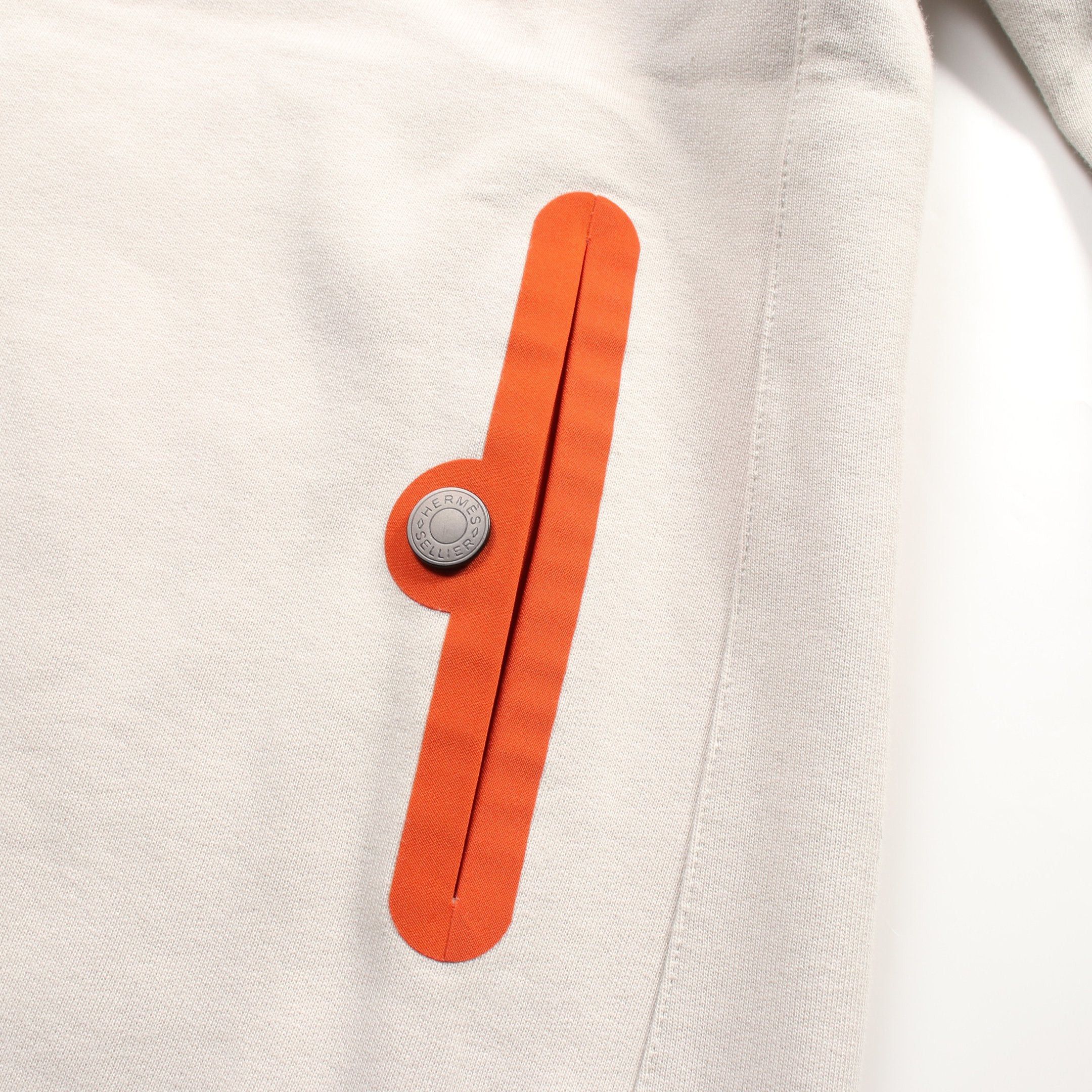 Hermes Hermes Hermes Fit Half Zip Pullover Hoodie Cotton Beige Orange Size ONE SIZE - 7 Thumbnail