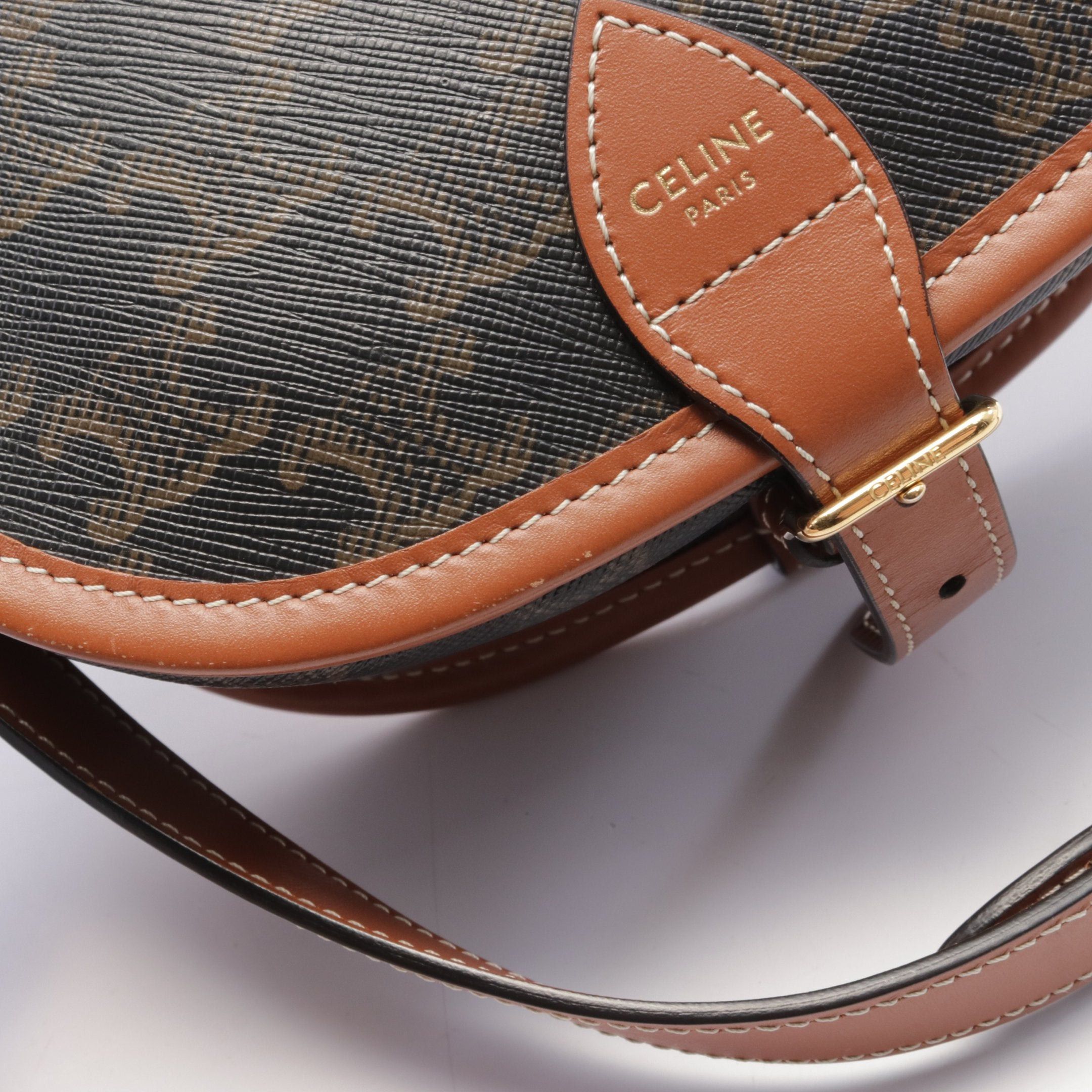 Celine Celine Falco Medium Bag Triomphe Shoulder Leather Dark Gray Brown Size ONE SIZE - 6 Thumbnail