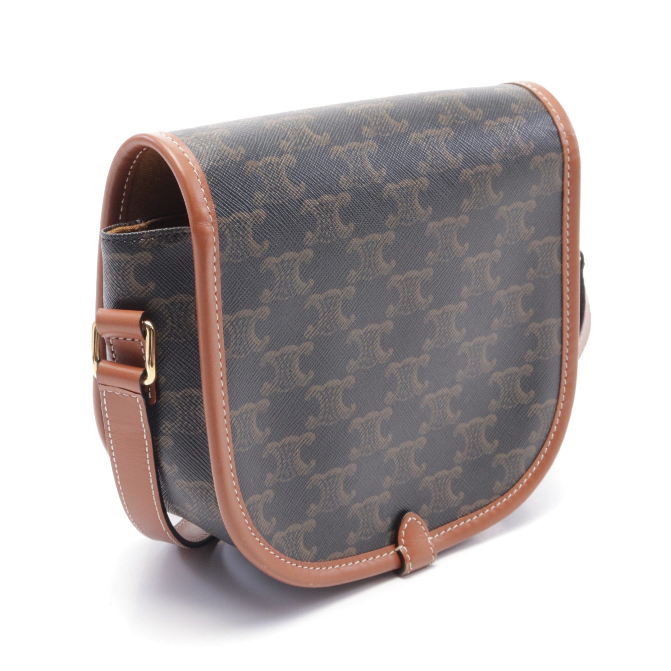 Celine Celine Falco Medium Bag Triomphe Shoulder Leather Dark Gray Brown Size ONE SIZE - 2 Thumbnail