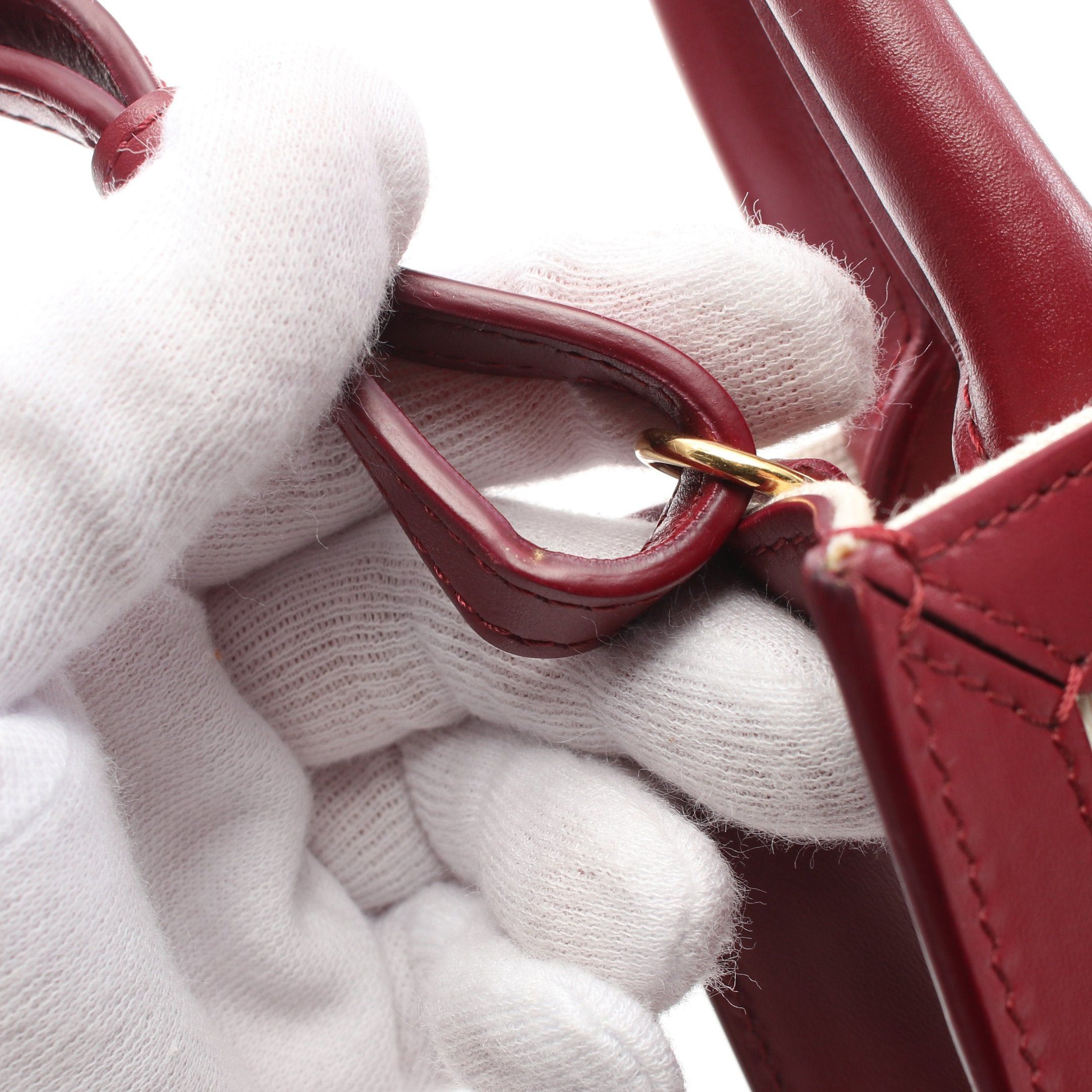 Celine Celine Mini Vertical Cabas Handbag Canvas Leather Ivory Bordeaux Size ONE SIZE - 6 Thumbnail