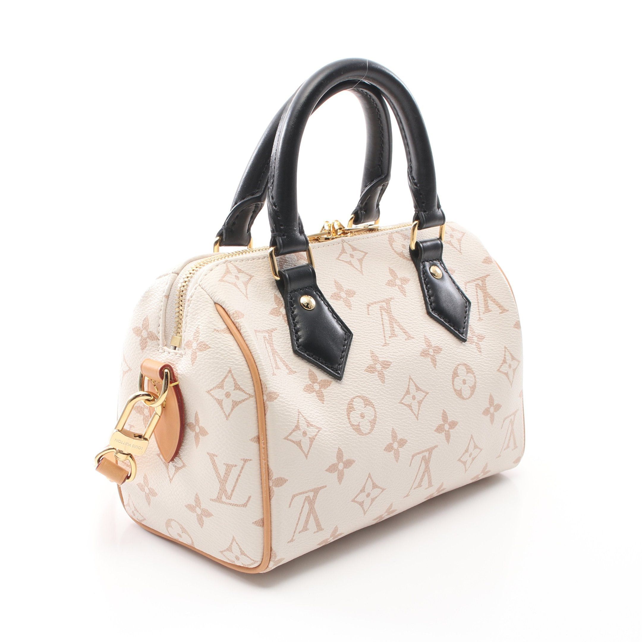 Louis Vuitton Louis Vuitton Speedy 20 Monogram Dune Handbag Leather Off White Beige Black Size ONE SIZE - 2 Thumbnail