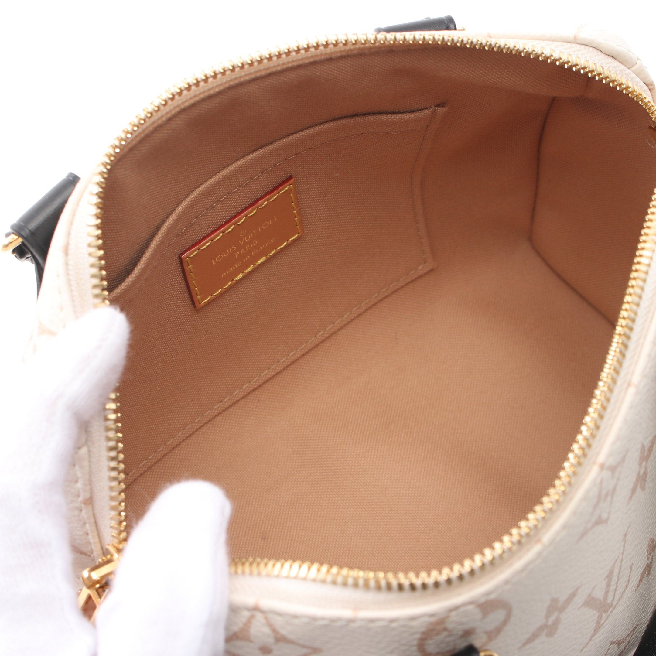 Louis Vuitton Louis Vuitton Speedy 20 Monogram Dune Handbag Leather Off White Beige Black Size ONE SIZE - 3 Thumbnail