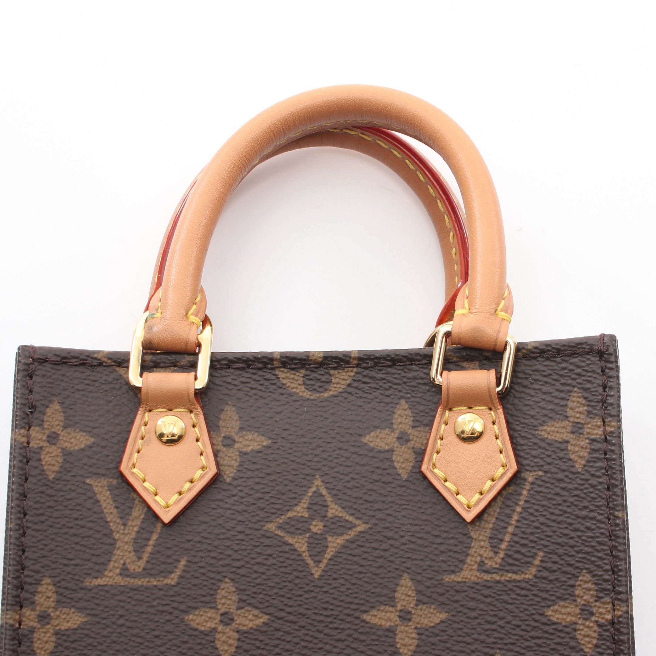Louis Vuitton Louis Vuitton Petite Sac Plat Monogram Handbag Leather Brown Size ONE SIZE - 6 Thumbnail