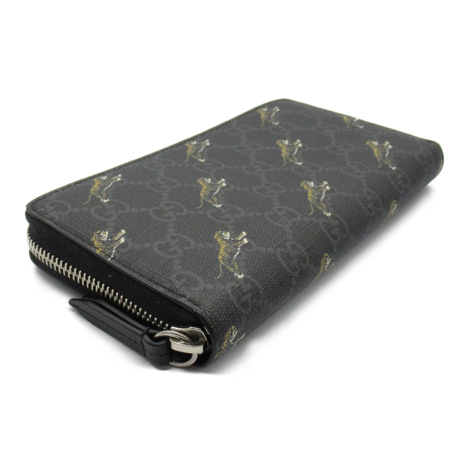 Gucci Gucci Round Long Wallet Gg Supreme Tiger Zipper Leather Black Size ONE SIZE - 3 Thumbnail