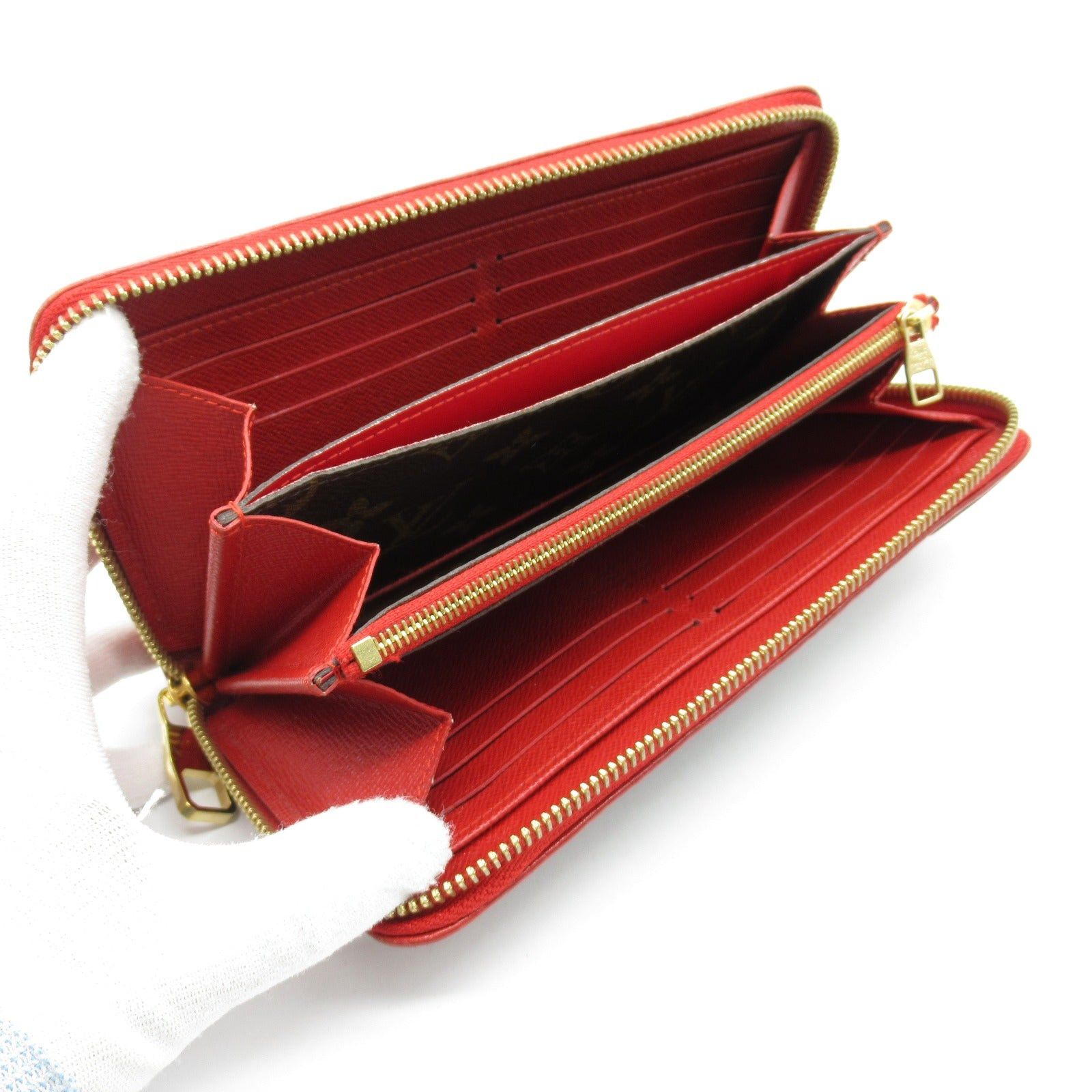 Louis Vuitton Louis Vuitton Zippy Wallet Round Long Zipper Coated Canvas Leather Monogram Brown Red Cerise Size ONE SIZE - 5 Thumbnail