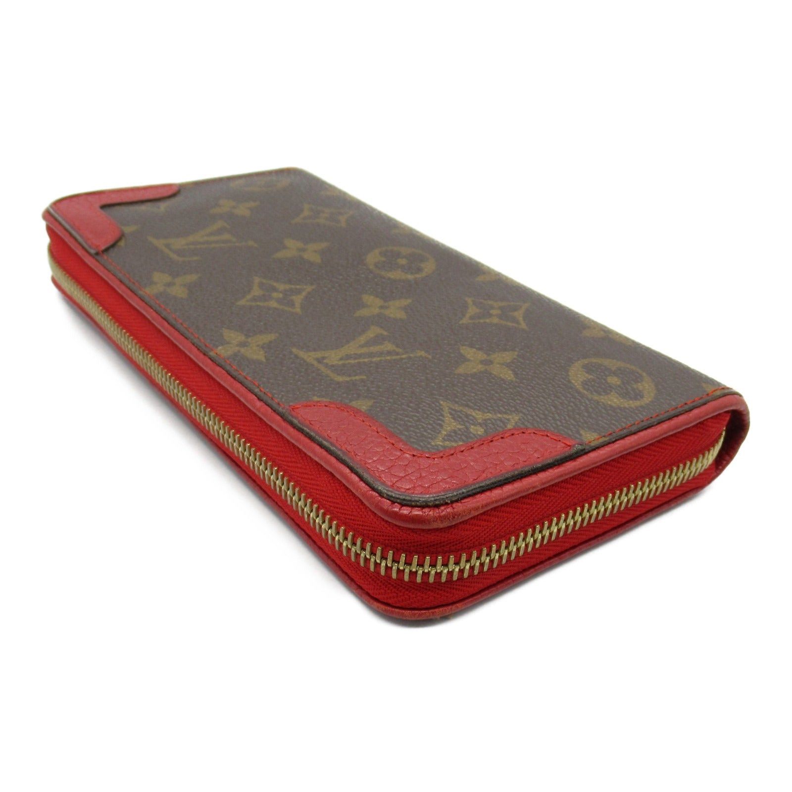 Louis Vuitton Louis Vuitton Zippy Wallet Round Long Zipper Coated Canvas Leather Monogram Brown Red Cerise Size ONE SIZE - 4 Thumbnail