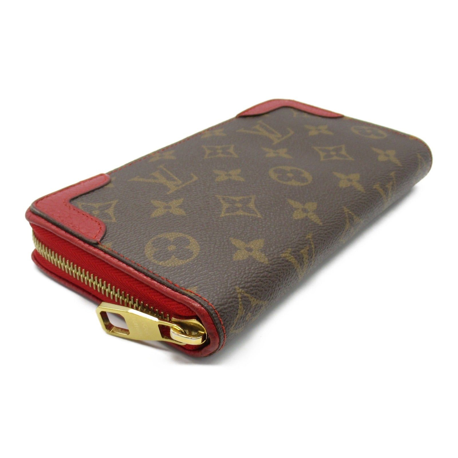 Louis Vuitton Louis Vuitton Zippy Wallet Round Long Zipper Coated Canvas Leather Monogram Brown Red Cerise Size ONE SIZE - 3 Thumbnail