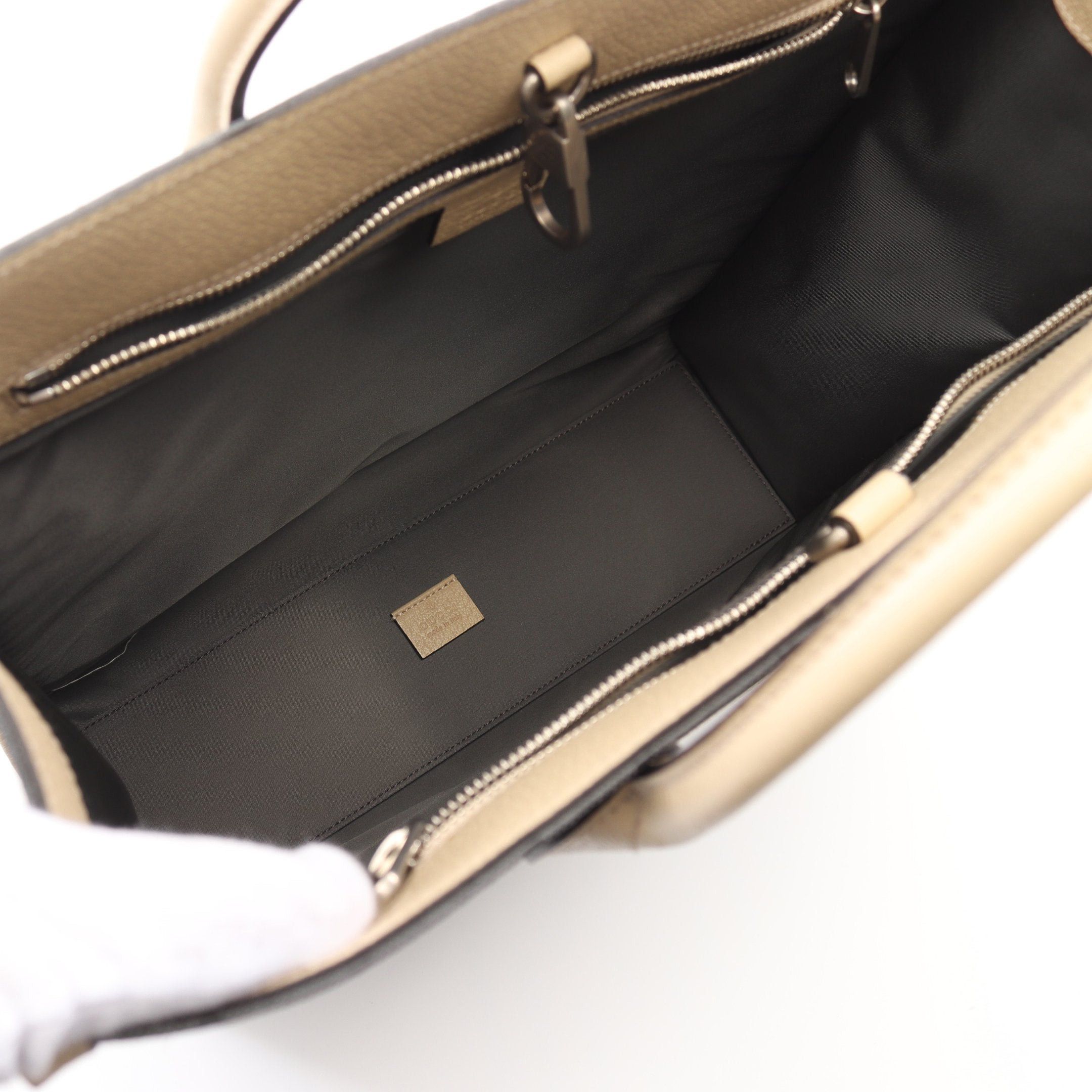 Gucci Gucci Off The Grid Gg Pattern Shoulder Bag Tote Nylon Leather Gray Light Beige Size ONE SIZE - 3 Thumbnail