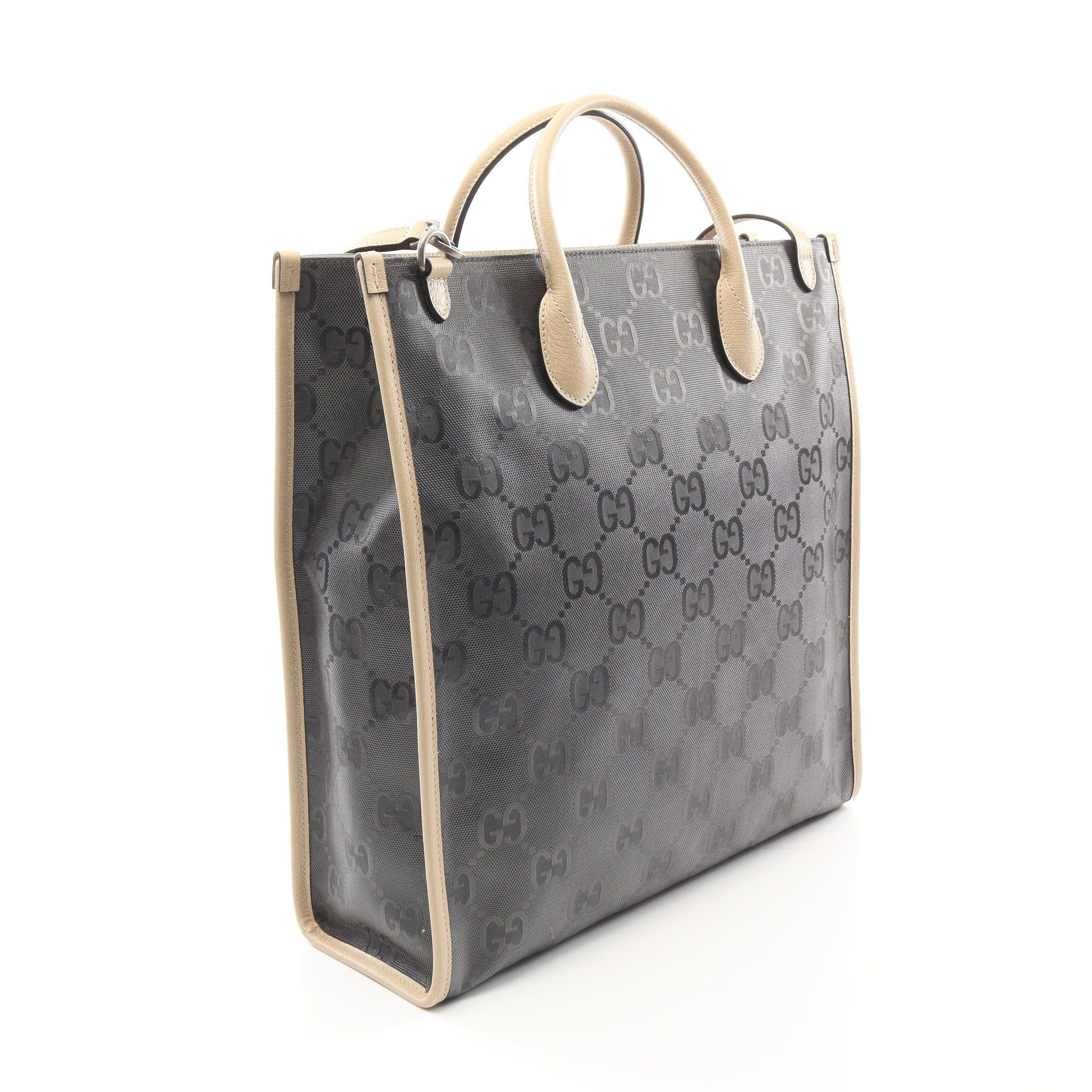 Gucci Gucci Off The Grid Gg Pattern Shoulder Bag Tote Nylon Leather Gray Light Beige Size ONE SIZE - 2 Thumbnail