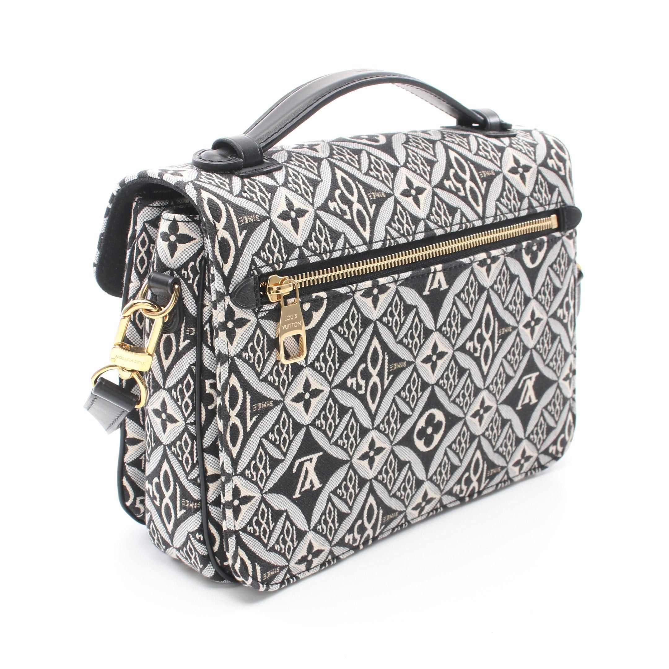 Louis Vuitton Louis Vuitton Pochette Metis Mm Monogram Jacquard Since1854 Handbag Canvas Leather Black Ivory Light Gray Size ONE SIZE - 2 Thumbnail