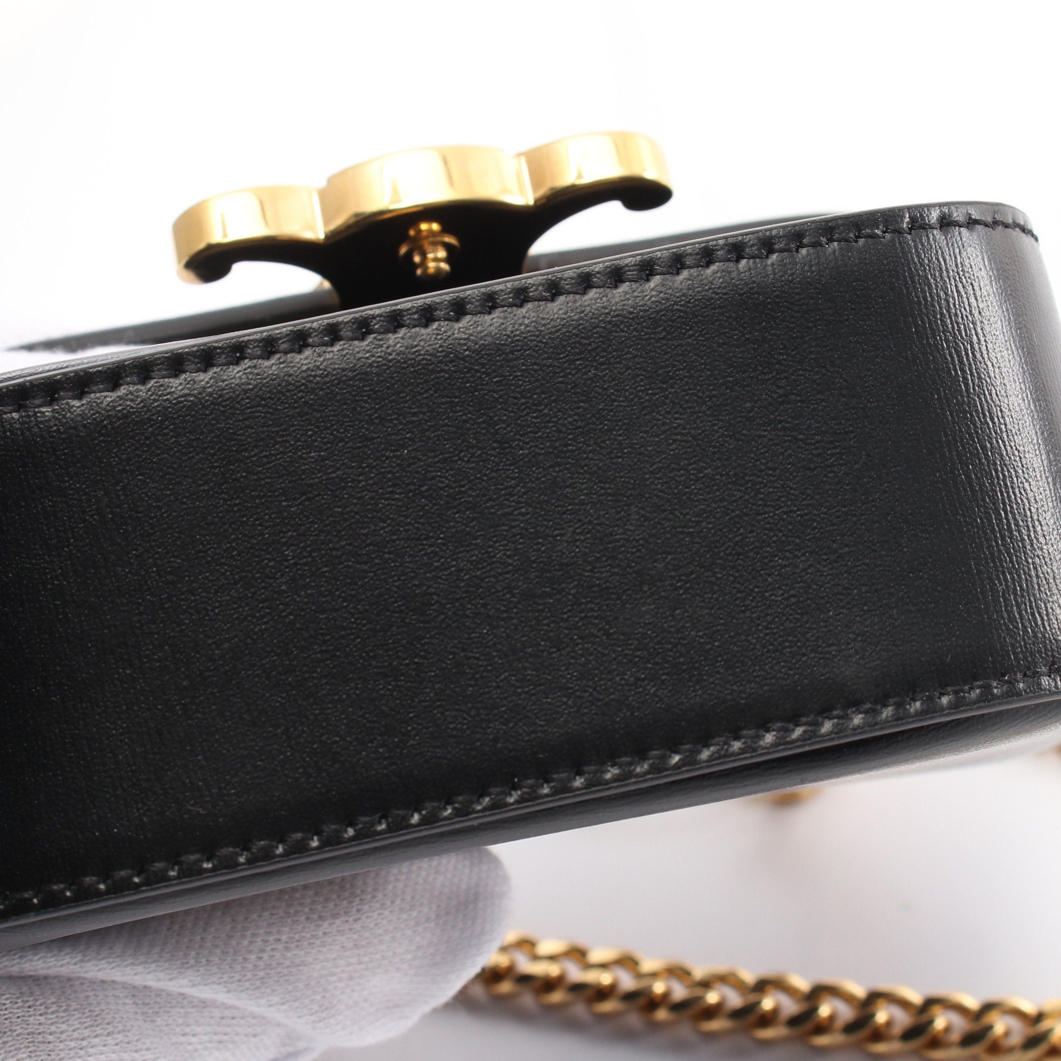 Celine Celine Triomphe Mini Chain Claude Shoulder Bag Leather Black Size ONE SIZE - 7 Thumbnail