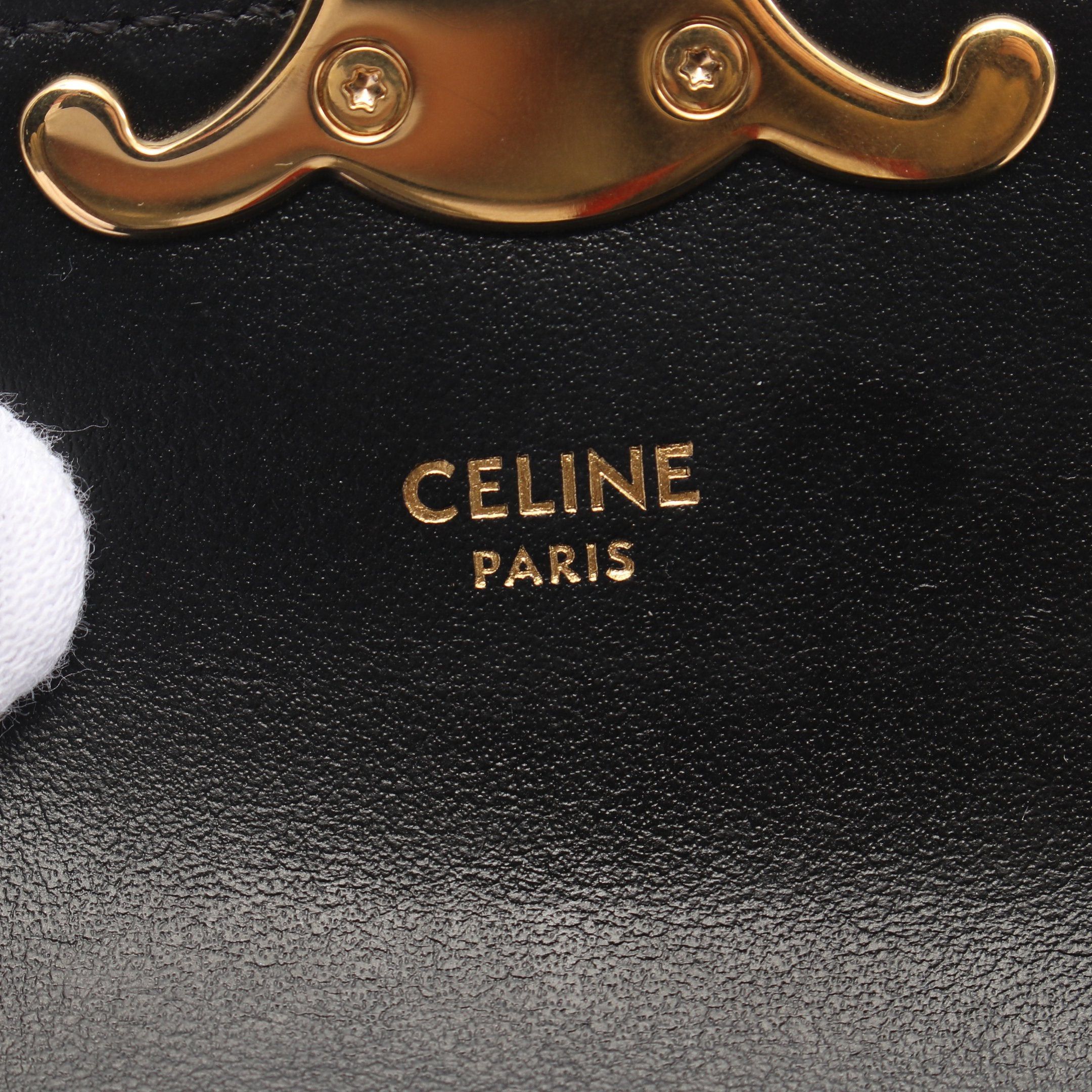Celine Celine Triomphe Mini Chain Claude Shoulder Bag Leather Black Size ONE SIZE - 4 Thumbnail