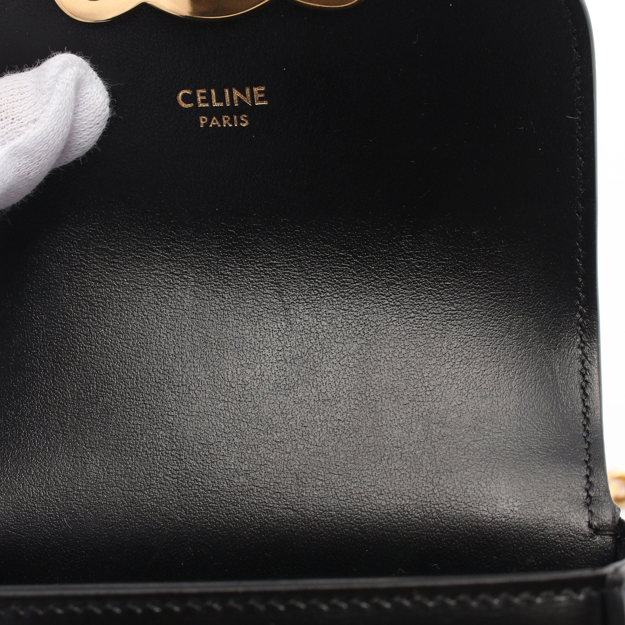 Celine Celine Triomphe Mini Chain Claude Shoulder Bag Leather Black Size ONE SIZE - 5 Thumbnail