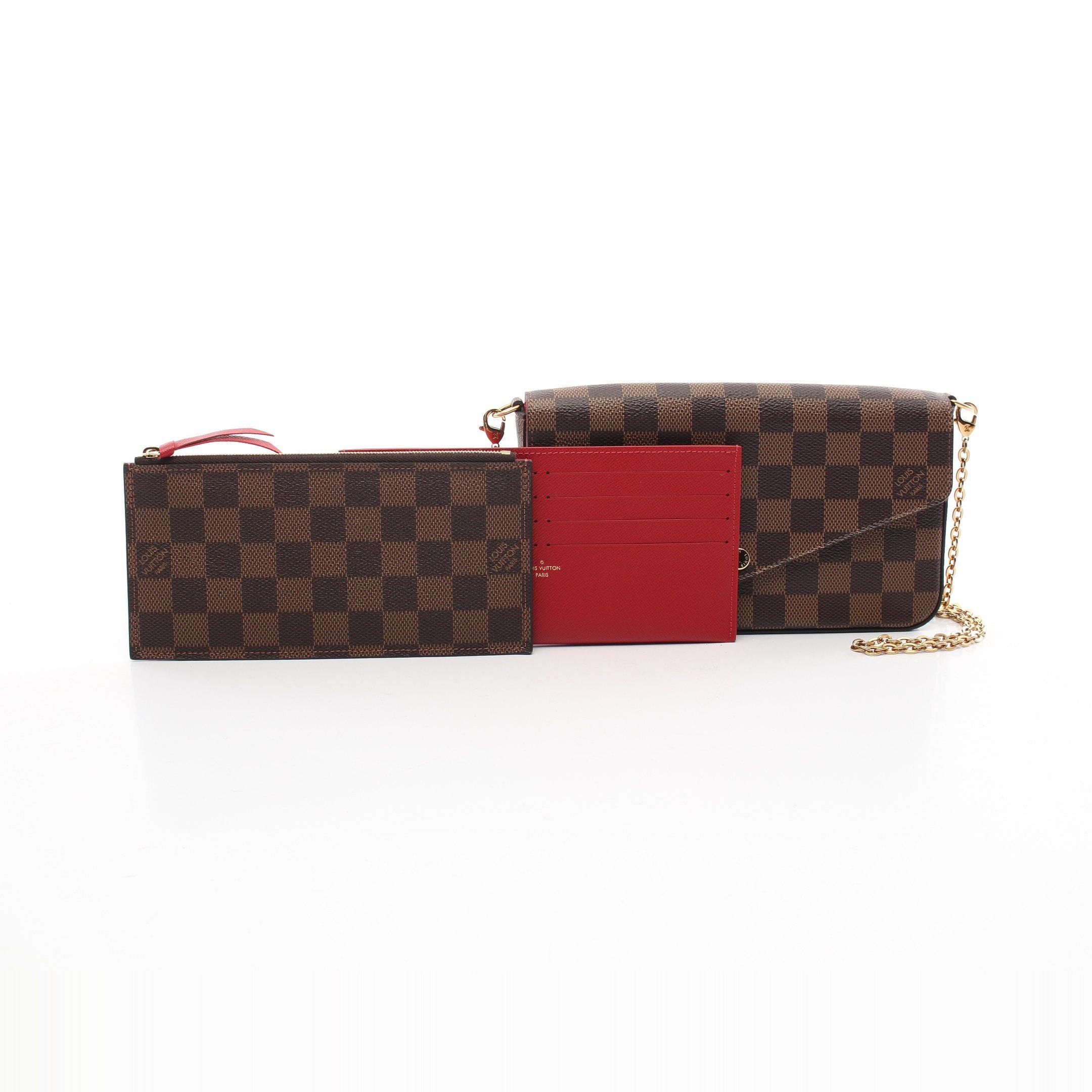 Louis Vuitton Louis Vuitton Pochette Felicie Damier Ebene Chain Wallet Brown Size ONE SIZE - 8 Thumbnail