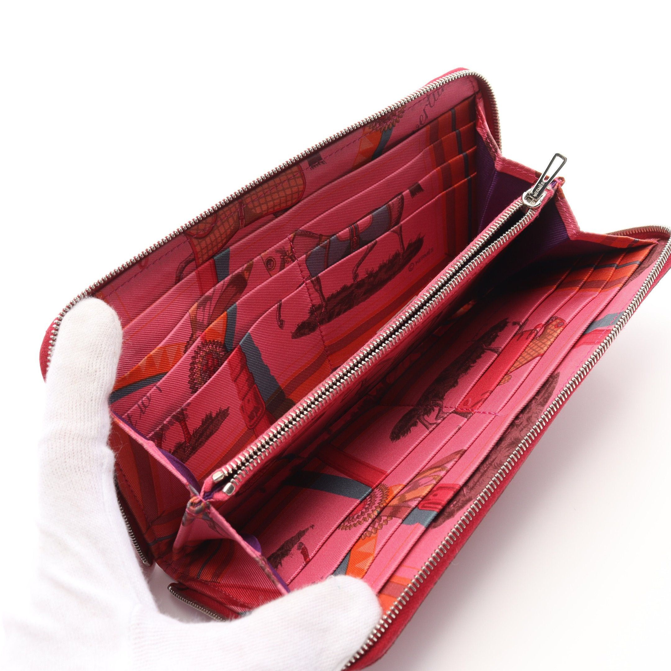 Hermes Hermes Azap Long Silk In Ruby Round Zipper Wallet Veau Epsom Pink Red Silver Hardware Stamp Size ONE SIZE - 3 Thumbnail
