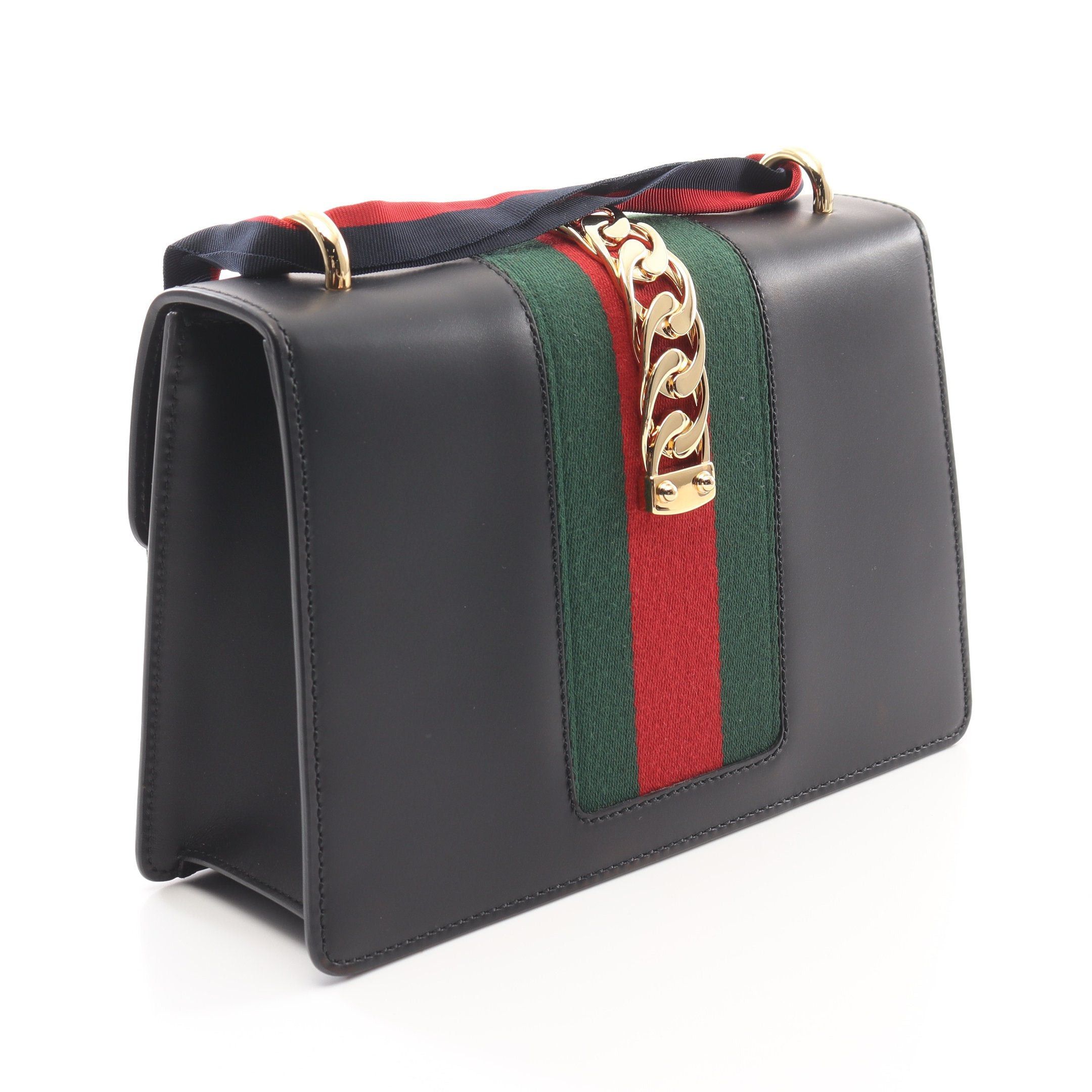 Gucci Gucci Sylvie Small Web Line Shoulder Bag Leather Black Size ONE SIZE - 2 Thumbnail