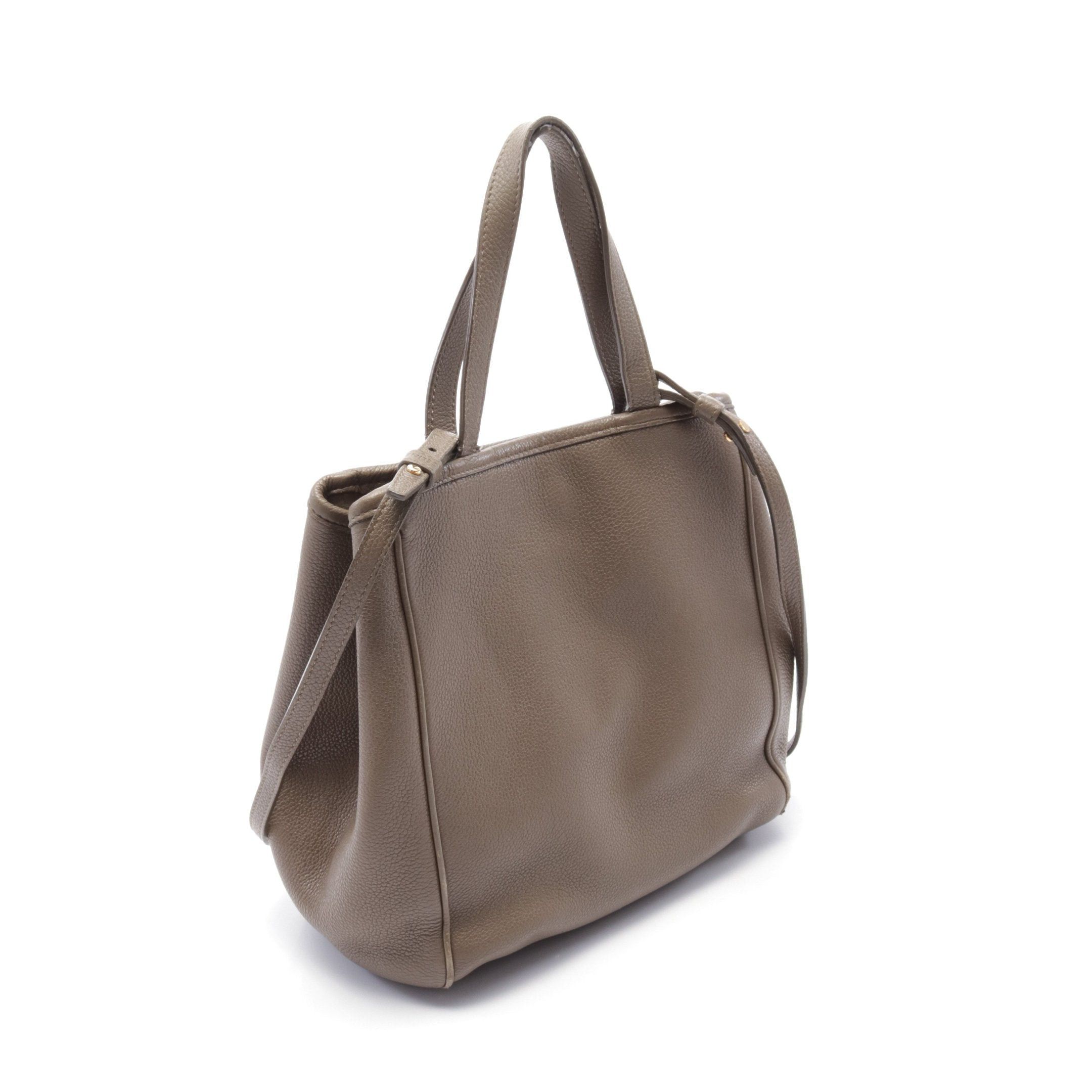 Celine Celine Small Fold Hippo Handbag Tote Bag Leather Gray Beige Size ONE SIZE - 2 Thumbnail