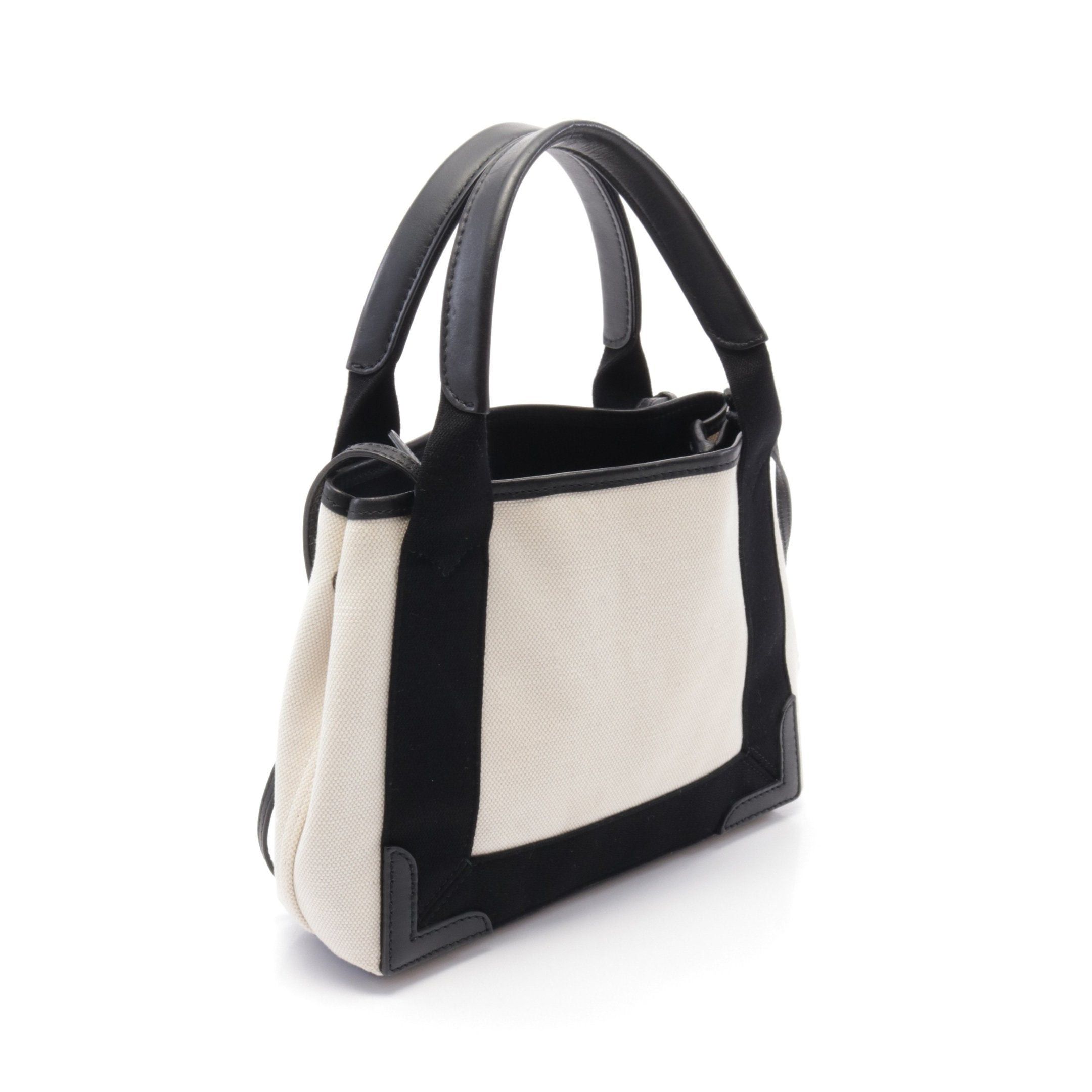 Balenciaga Balenciaga Navy Cabas Xs Hippopotamus Handbag Tote Bag Canvas Leather Ivory Black Size ONE SIZE - 2 Thumbnail