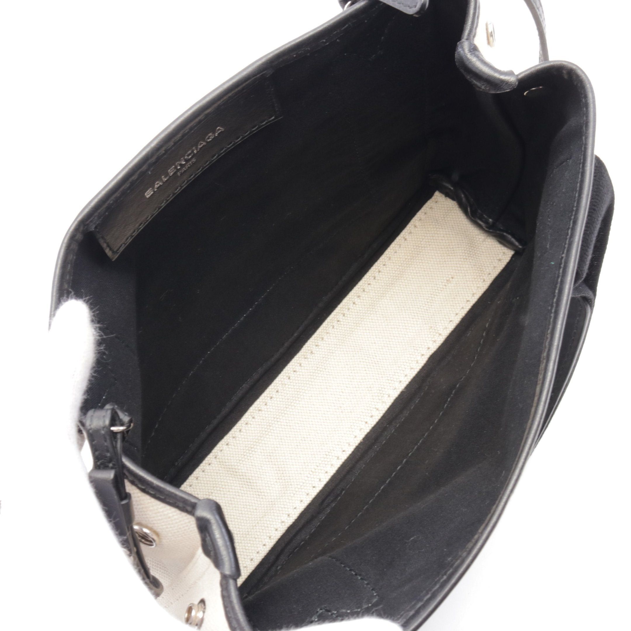 Balenciaga Balenciaga Navy Cabas Xs Hippopotamus Handbag Tote Bag Canvas Leather Ivory Black Size ONE SIZE - 3 Thumbnail
