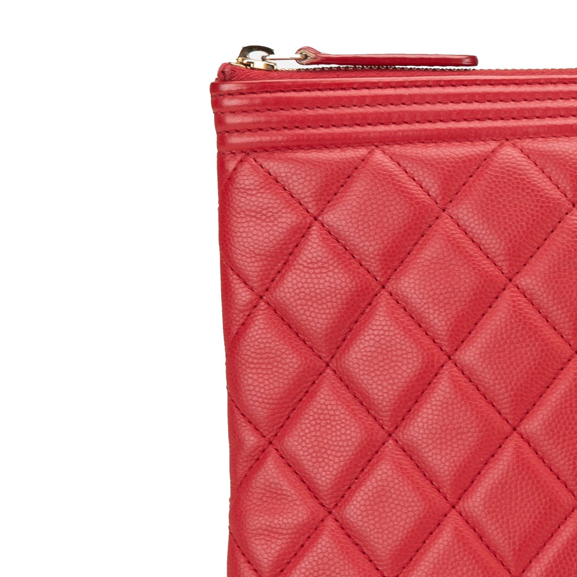 Chanel Chanel Medium Quilted Caviar Boy O Case Clutch Red Size ONE SIZE - 8 Thumbnail