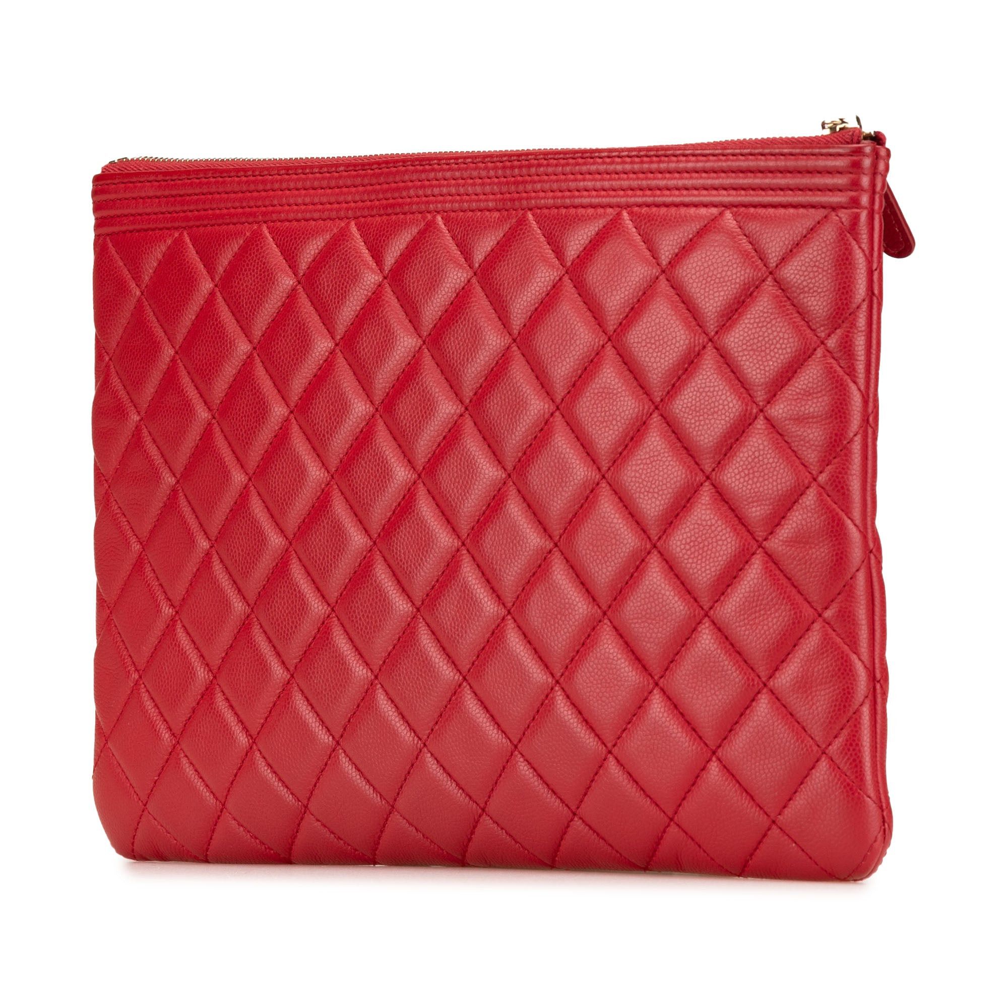 Chanel Chanel Medium Quilted Caviar Boy O Case Clutch Red Size ONE SIZE - 2 Thumbnail