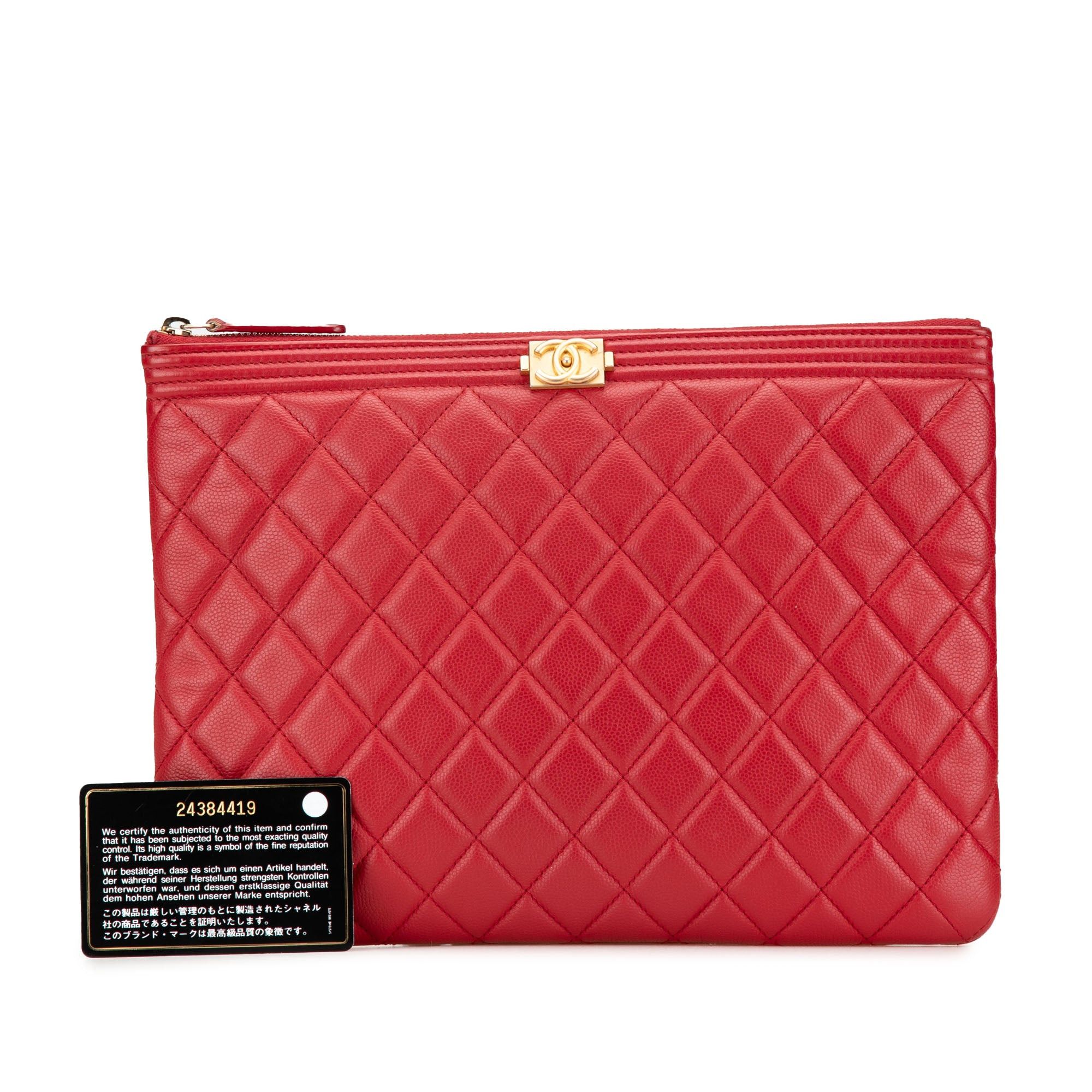 Chanel Chanel Medium Quilted Caviar Boy O Case Clutch Red Size ONE SIZE - 13 Thumbnail
