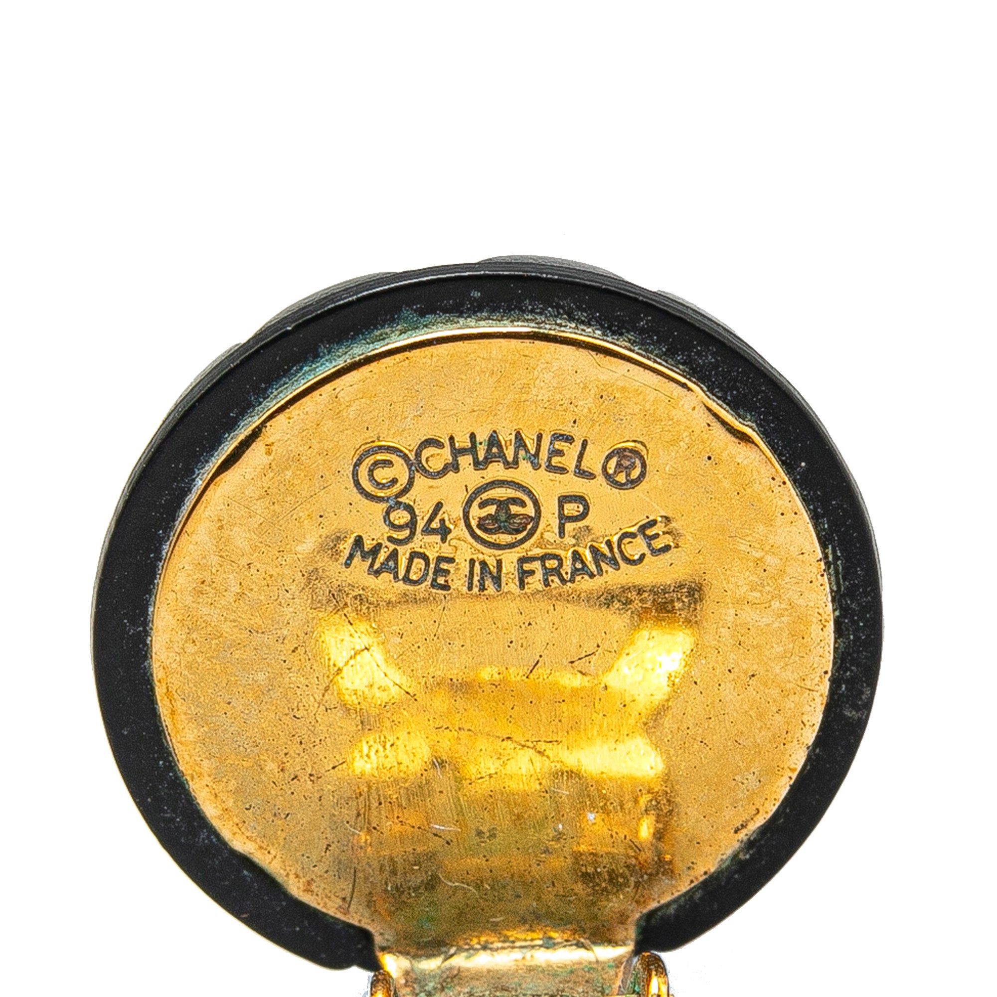 Chanel Chanel Resin Quilted CC Button Clip On Earrings Black Size ONE SIZE - 3 Thumbnail