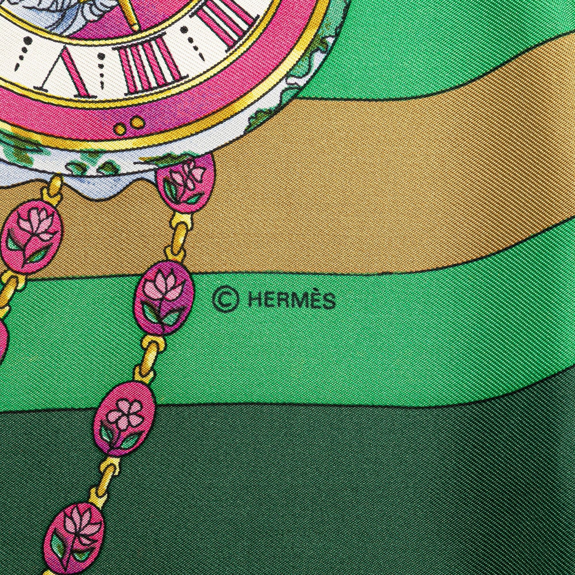 Hermes Hermès Among the Flowers I Count the Hours Silk Scarf Green Size ONE SIZE - 3 Thumbnail