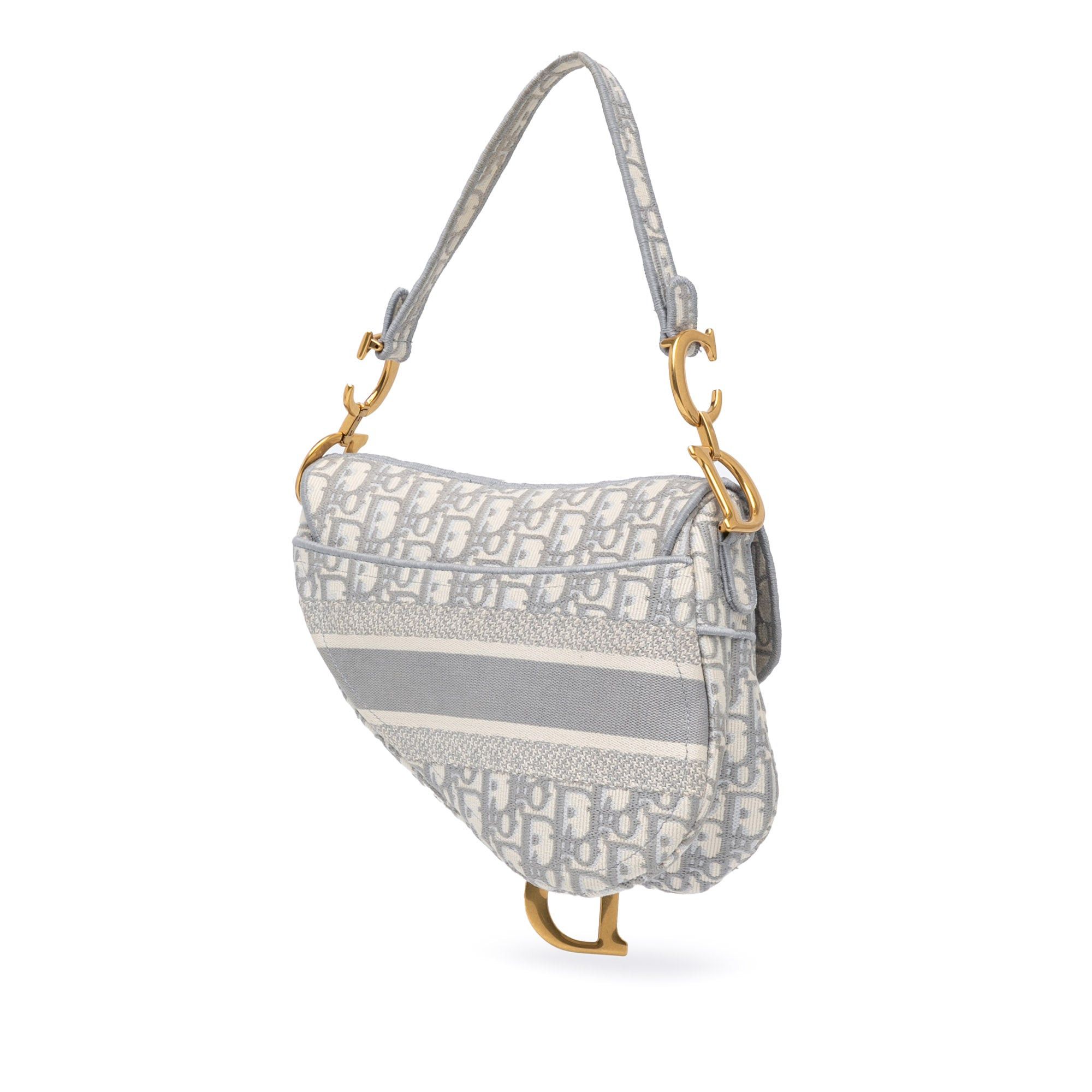Dior Dior Oblique Embroidered Canvas Saddle Bag Gray Size ONE SIZE - 2 Thumbnail