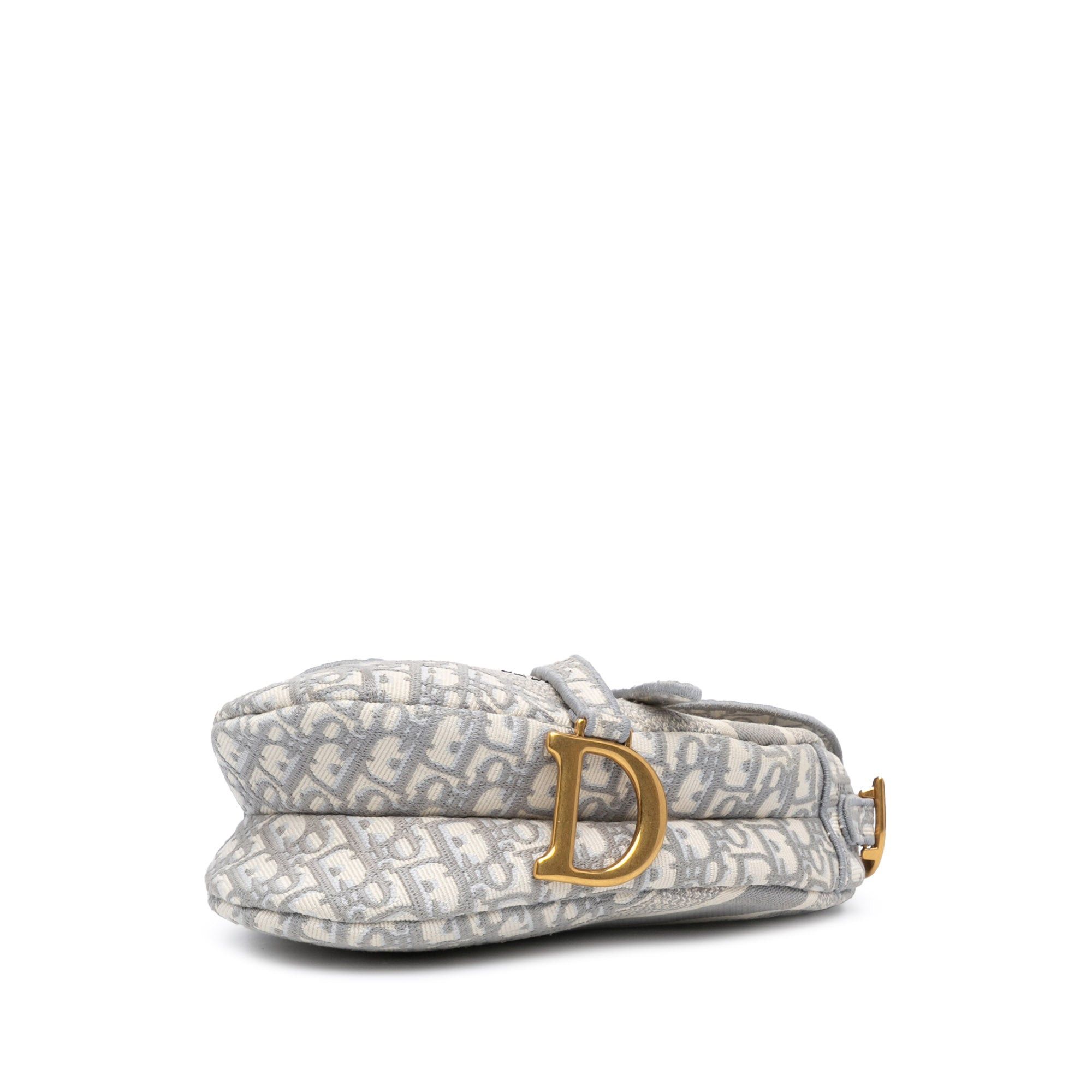 Dior Dior Oblique Embroidered Canvas Saddle Bag Gray Size ONE SIZE - 3 Thumbnail