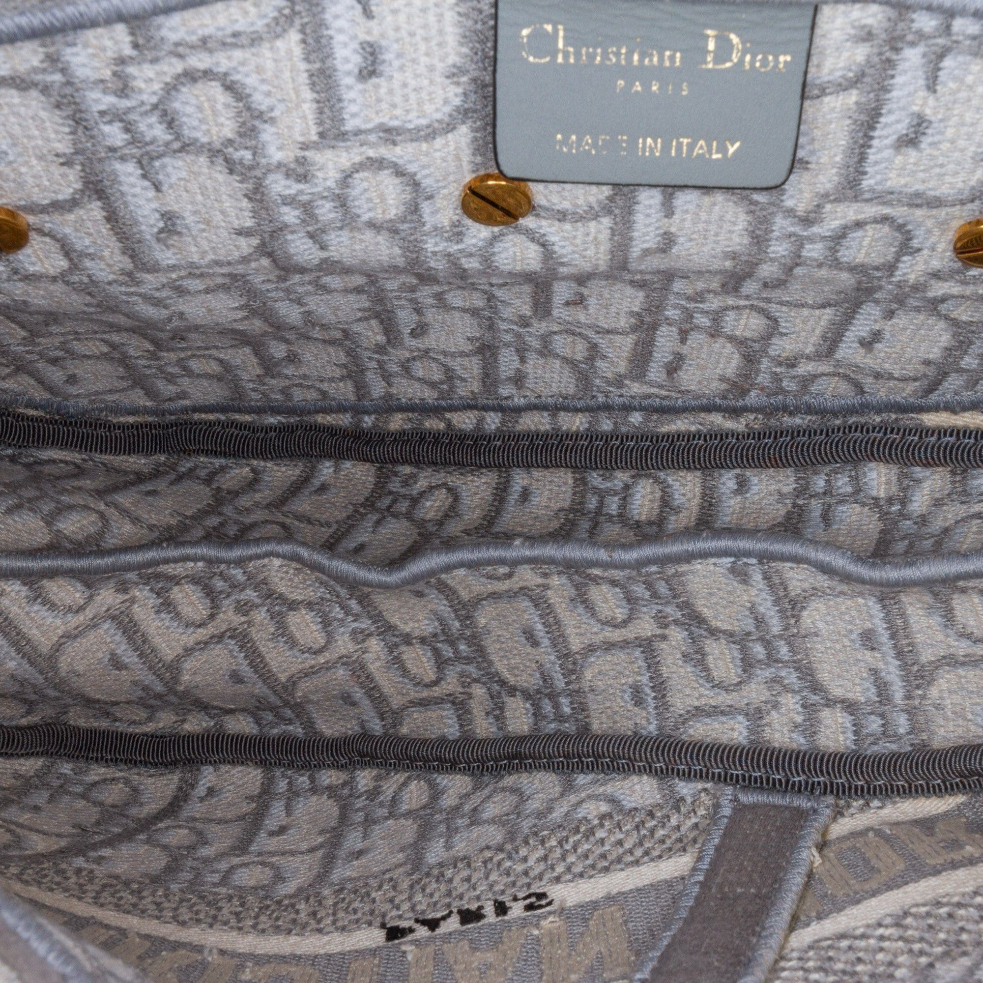 Dior Dior Oblique Embroidered Canvas Saddle Bag Gray Size ONE SIZE - 4 Thumbnail