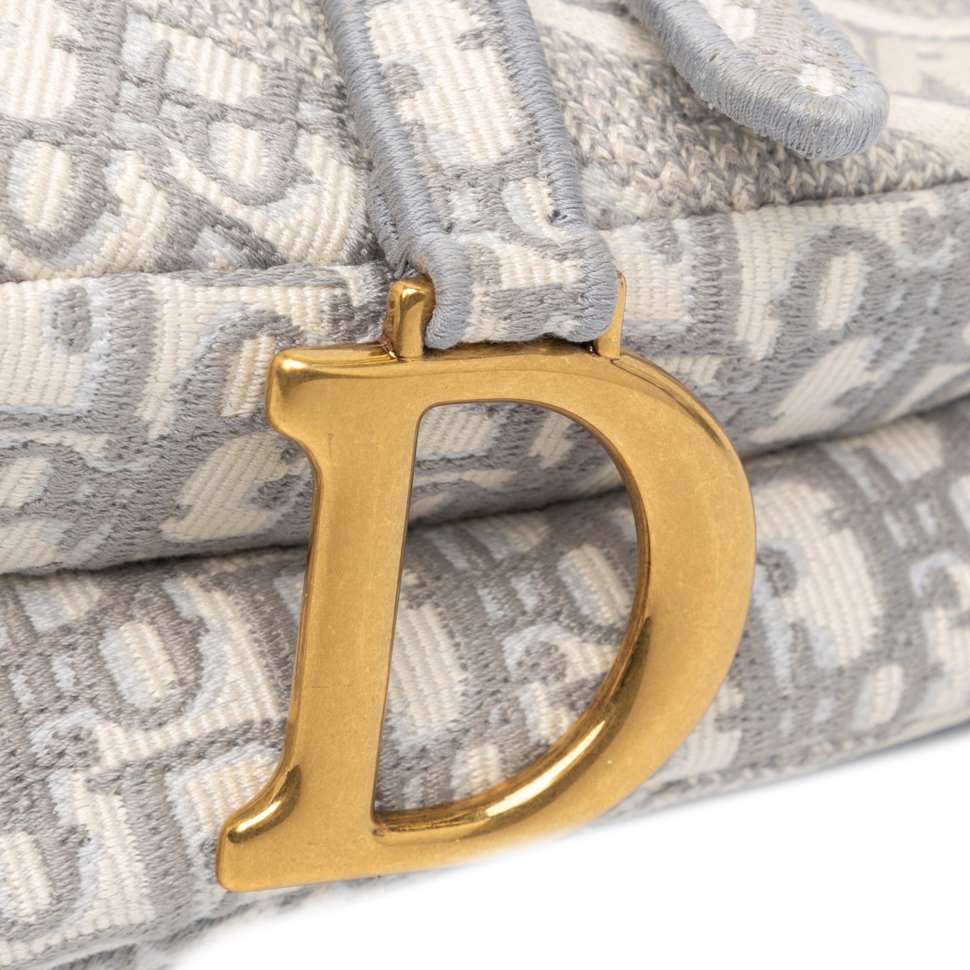 Dior Dior Oblique Embroidered Canvas Saddle Bag Gray Size ONE SIZE - 7 Thumbnail