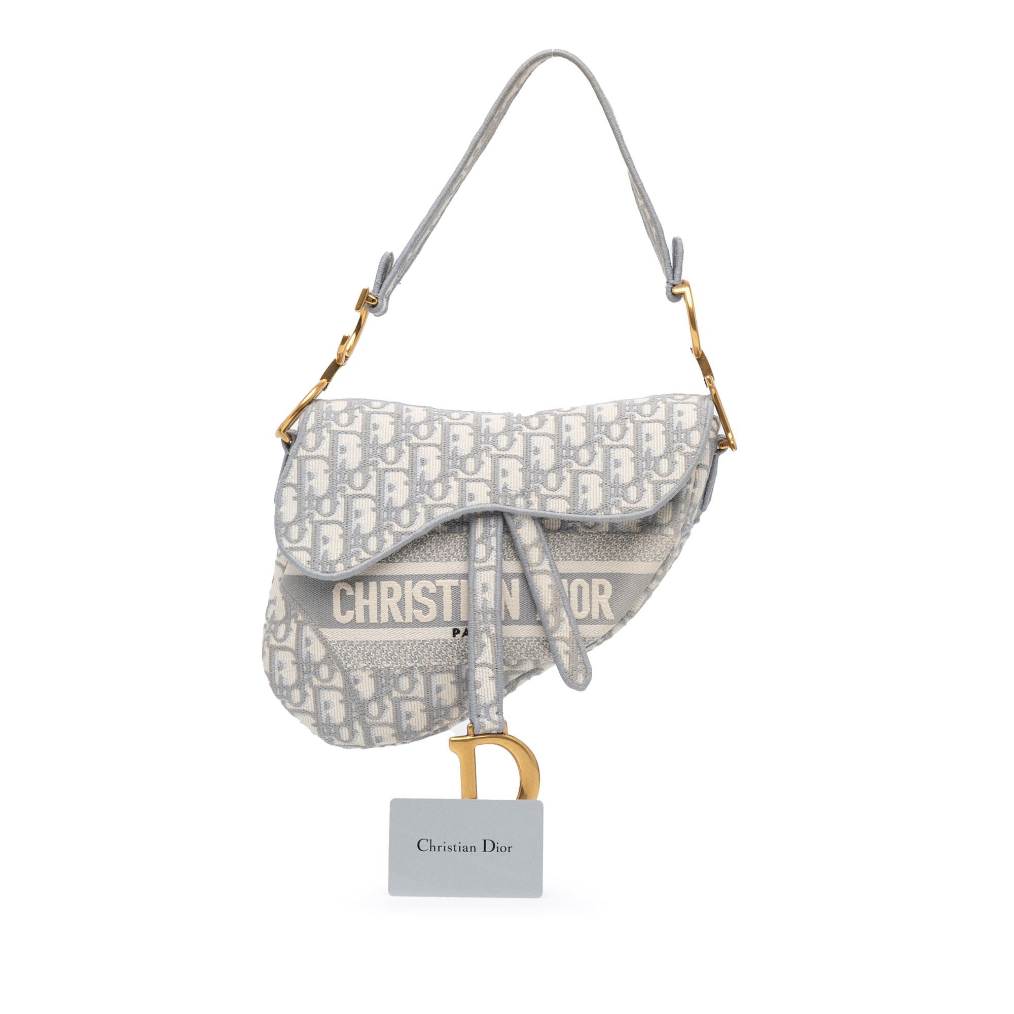 Dior Dior Oblique Embroidered Canvas Saddle Bag Gray Size ONE SIZE - 10 Thumbnail